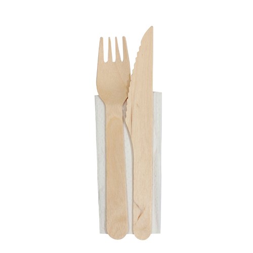 Cutlery Set Wooden Fork Knife And Napkin Ctn 400