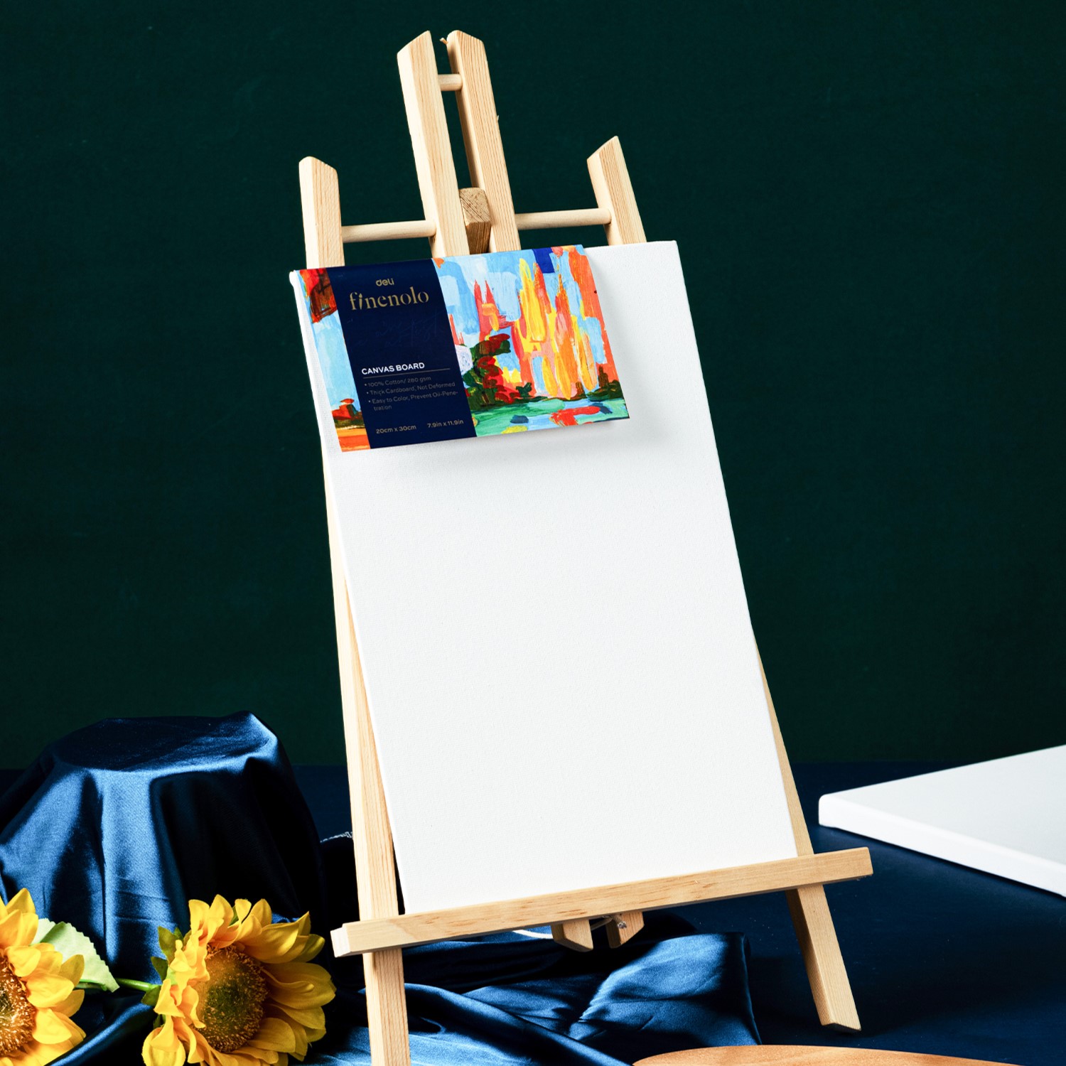 DELI C280-5 CANVAS PANEL 280GSM 30x40cm WHITE