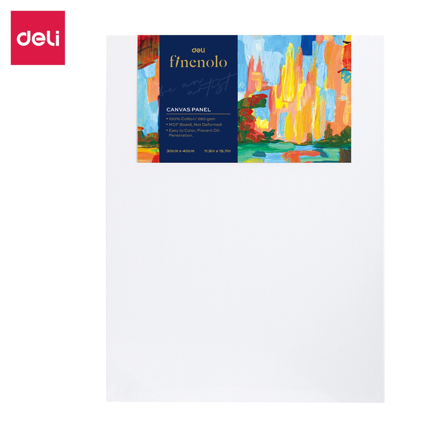 DELI C280-5 CANVAS PANEL 280GSM 30x40cm WHITE