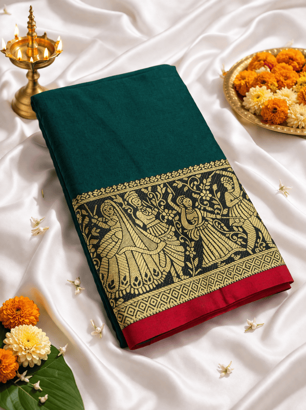 Narayanapet Saree - Dark Green