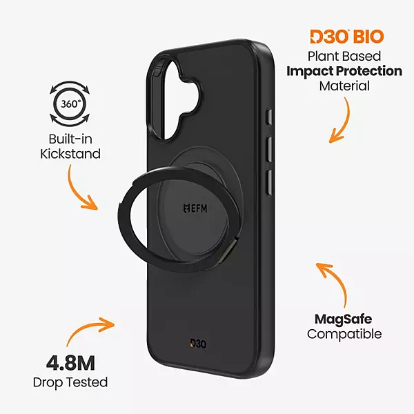 EFM Alta Case with D3O Bio suits iPhone 16 Plus - Black