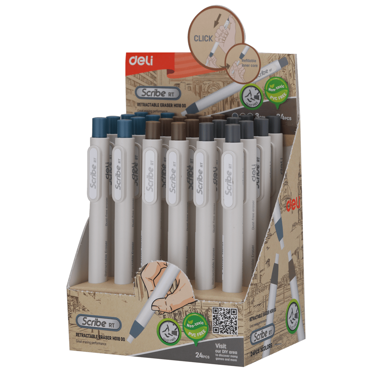 DELI EH01800 Scribe Eraser(ASST) - ASST.