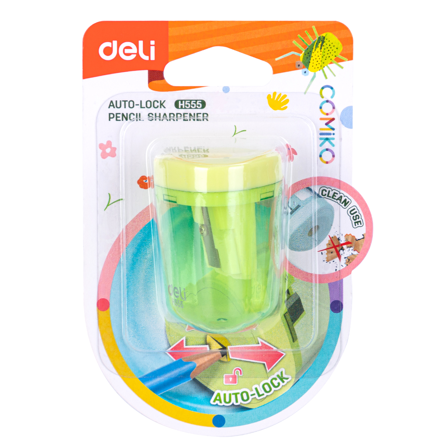 DELI EH555 PLASTIC SHARPENER W/CANISTER