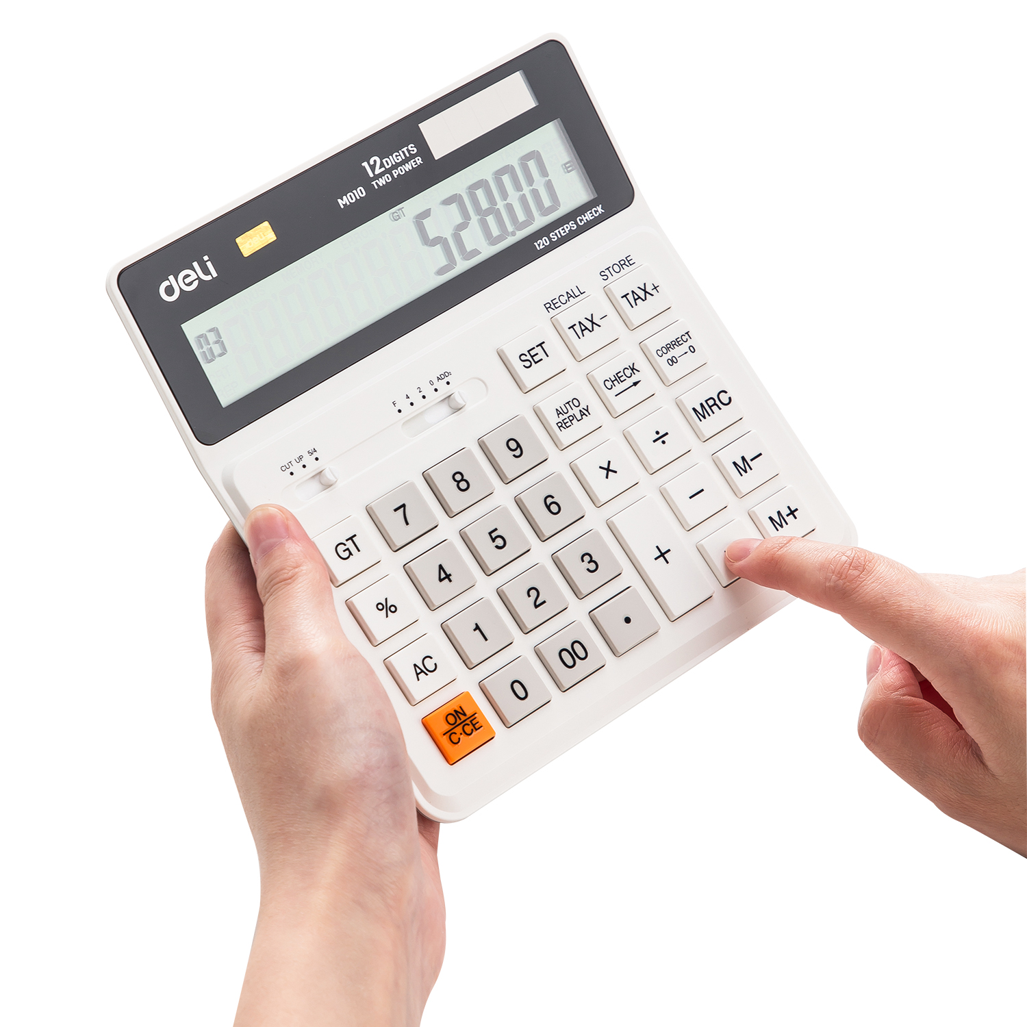 DELI M010 SMARTTAX CALC 120CHK 12DIG WHT
