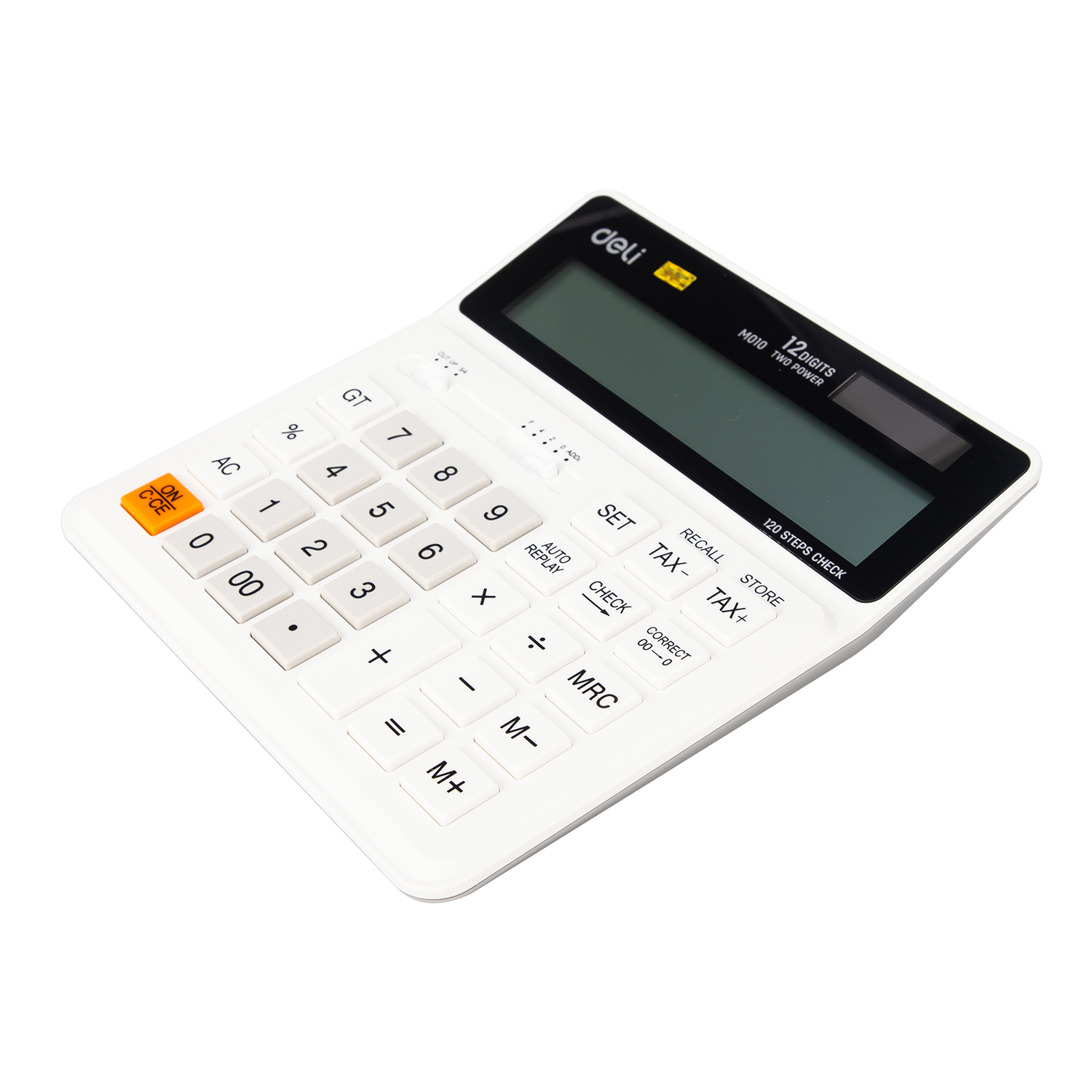 DELI M010 SMARTTAX CALC 120CHK 12DIG WHT