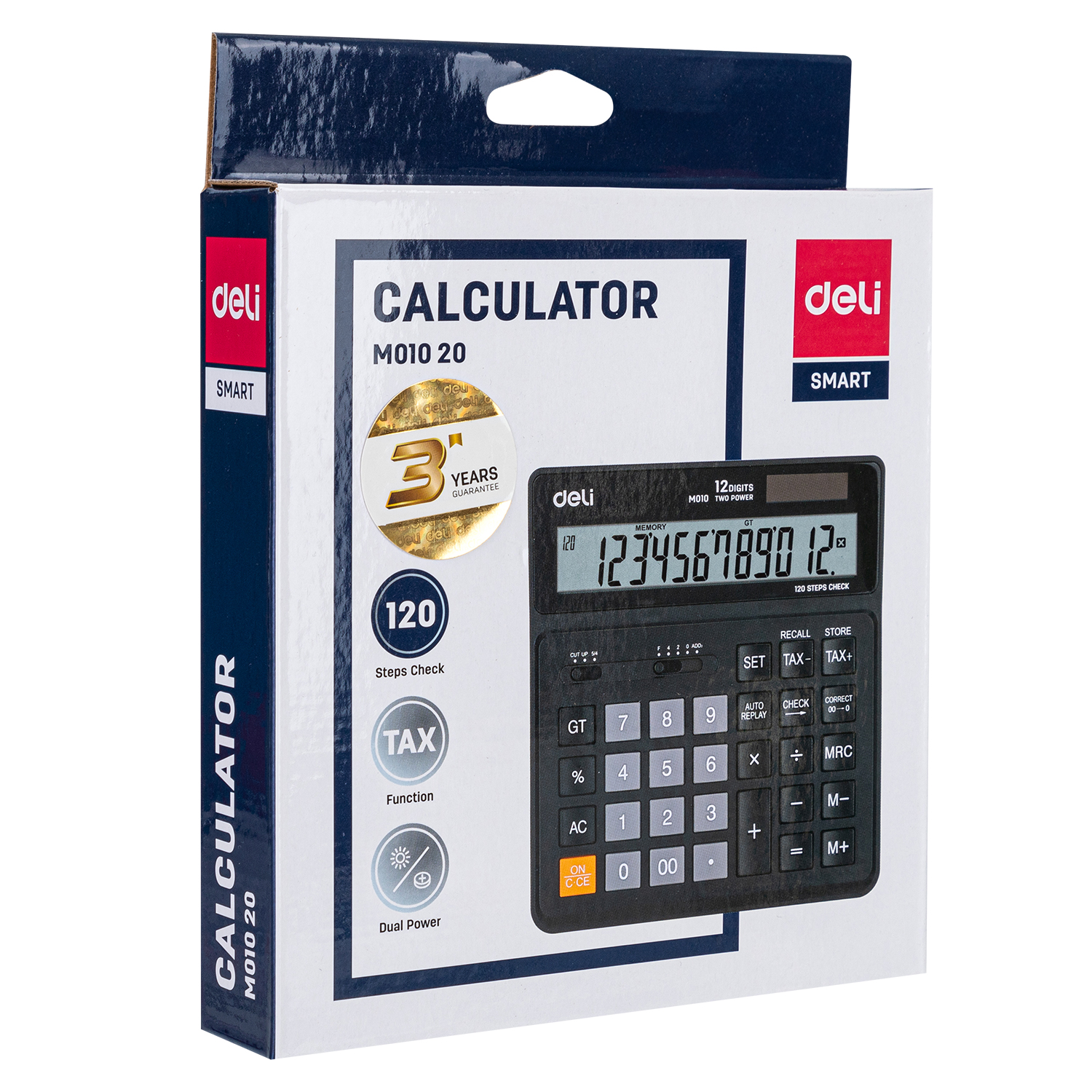 DELI M010 SMARTTAX CALC 120CHK 12DIG BLK