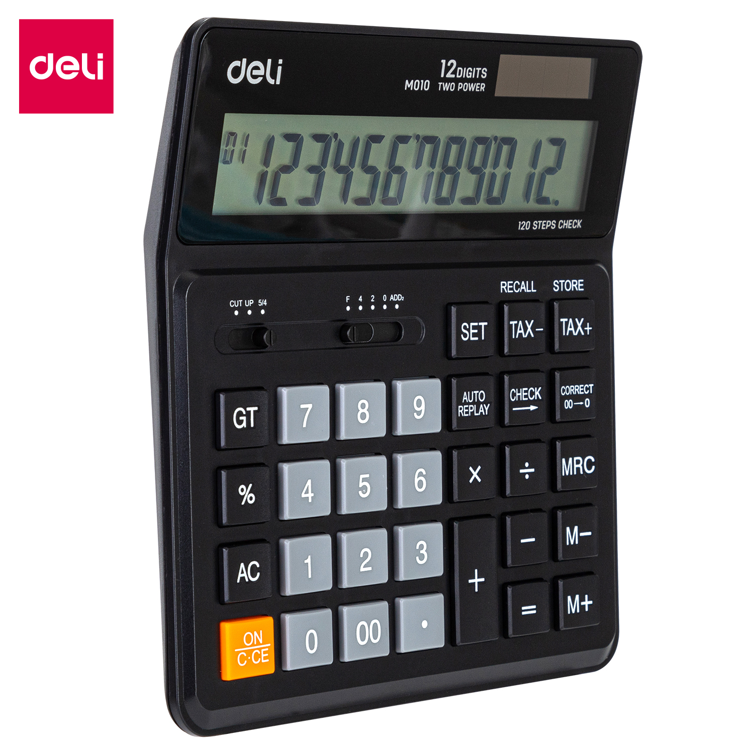 DELI M010 SMARTTAX CALC 120CHK 12DIG BLK