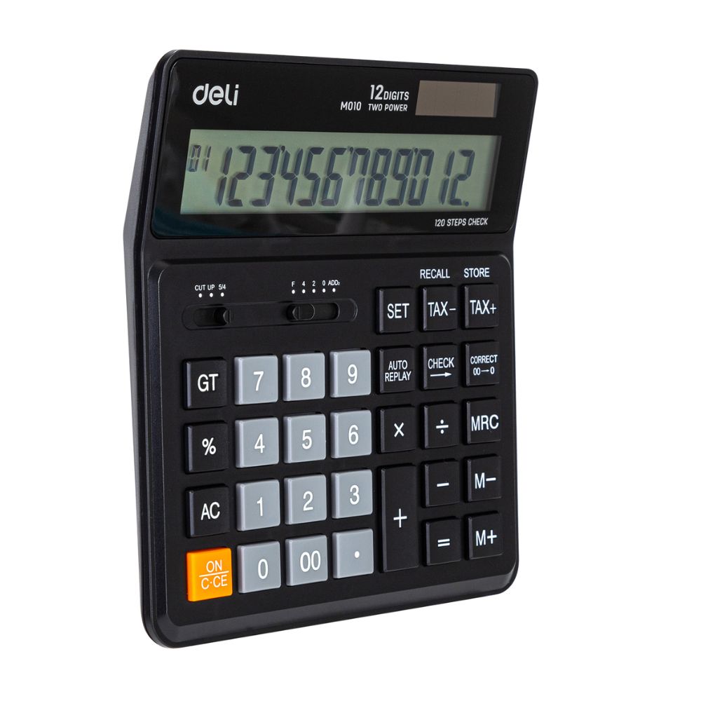 DELI M010 SMARTTAX CALC 120CHK 12DIG BLK