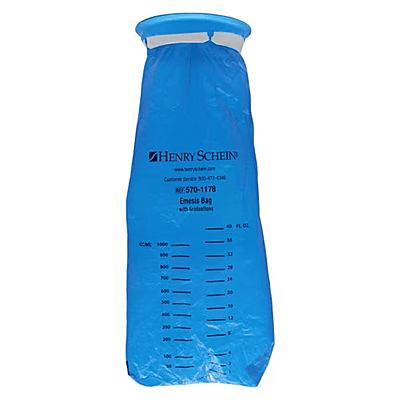 Henry Schein Emesis Bag Translucent Blue 8.5 X 5 X 5 Inch 24 per Pack (5701178)