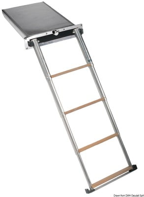 Top Line 4-step teak foldaway ladder