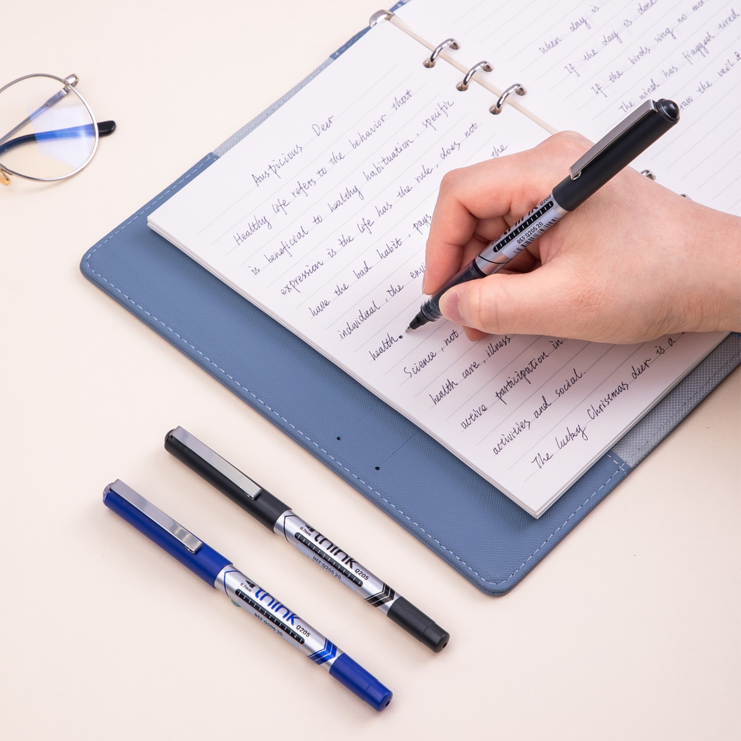 DELI Q20530 THINK ROLLER PEN 0.7MM BLUE