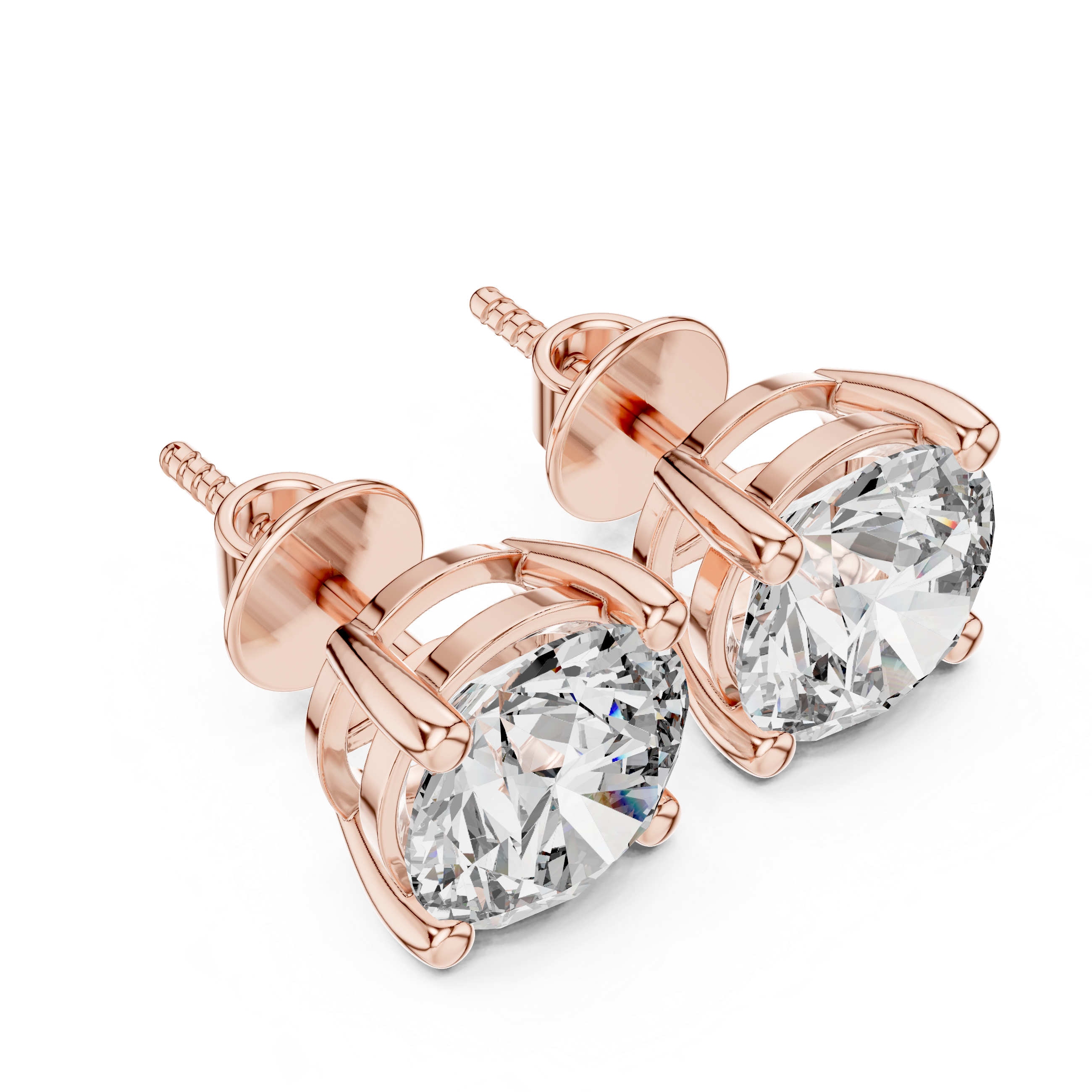 Round diamond Lab grown earstuds four prongs