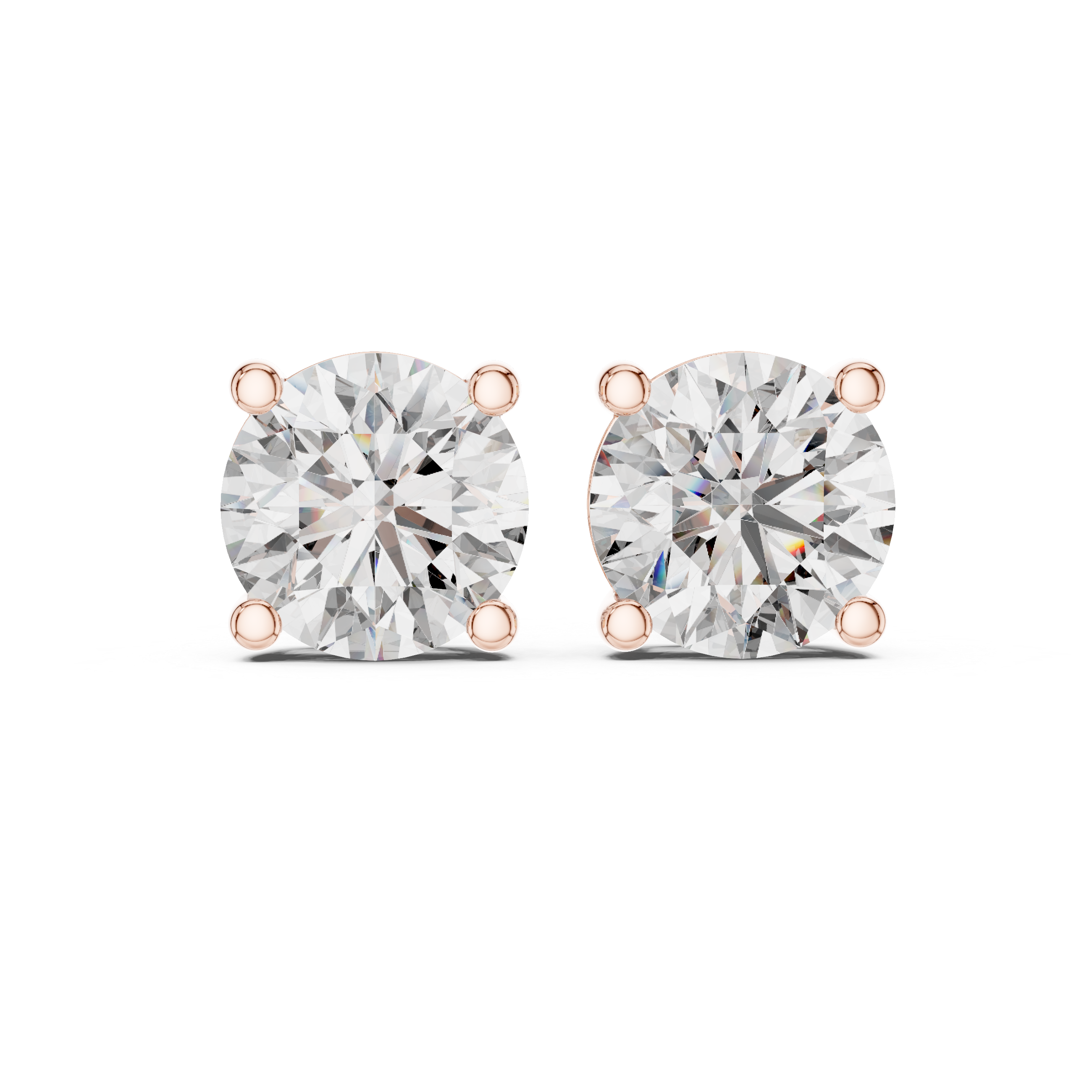 Round diamond Lab grown earstuds four prongs