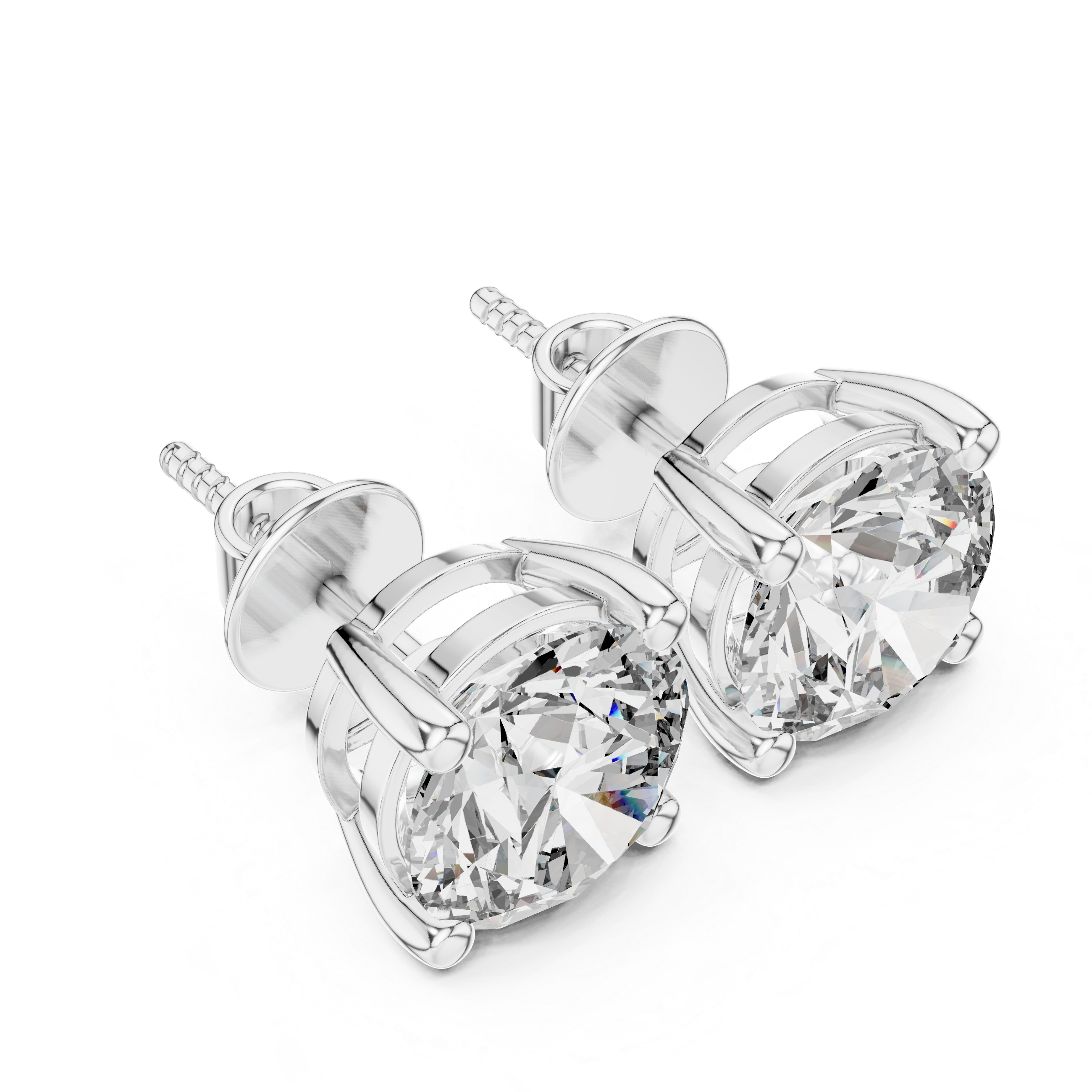 Round diamond Lab grown earstuds four prongs
