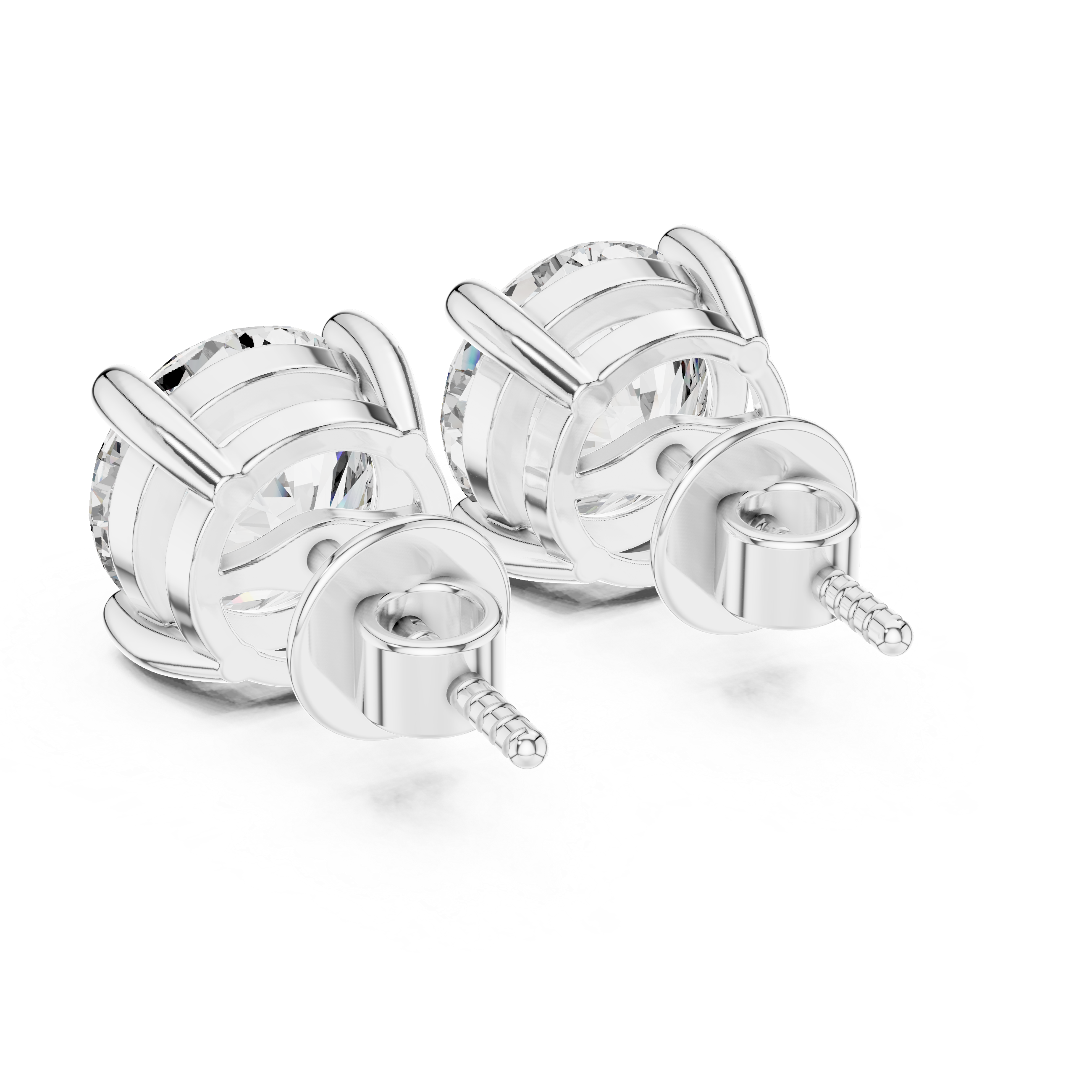 Round diamond Lab grown earstuds four prongs
