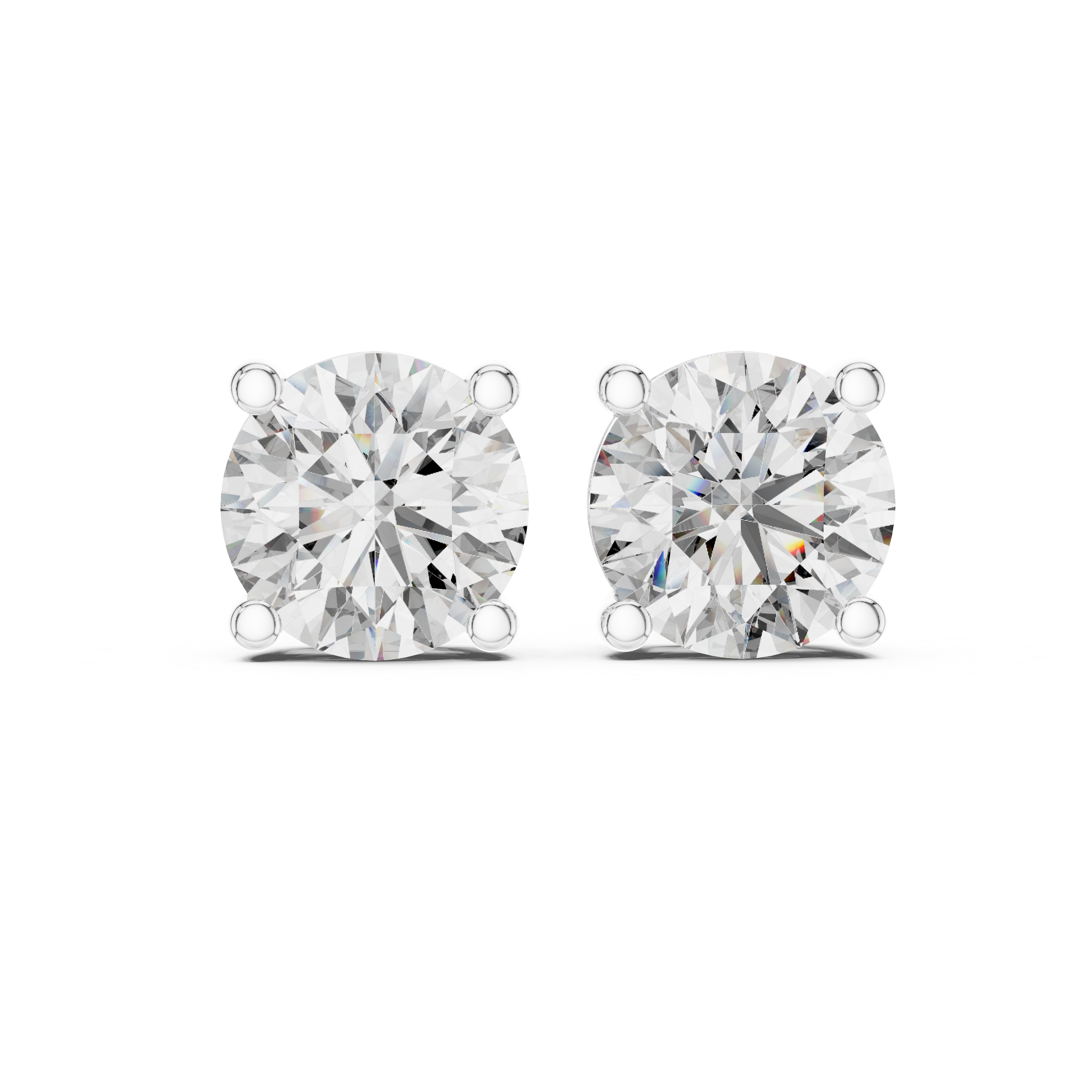 Round diamond Lab grown earstuds four prongs