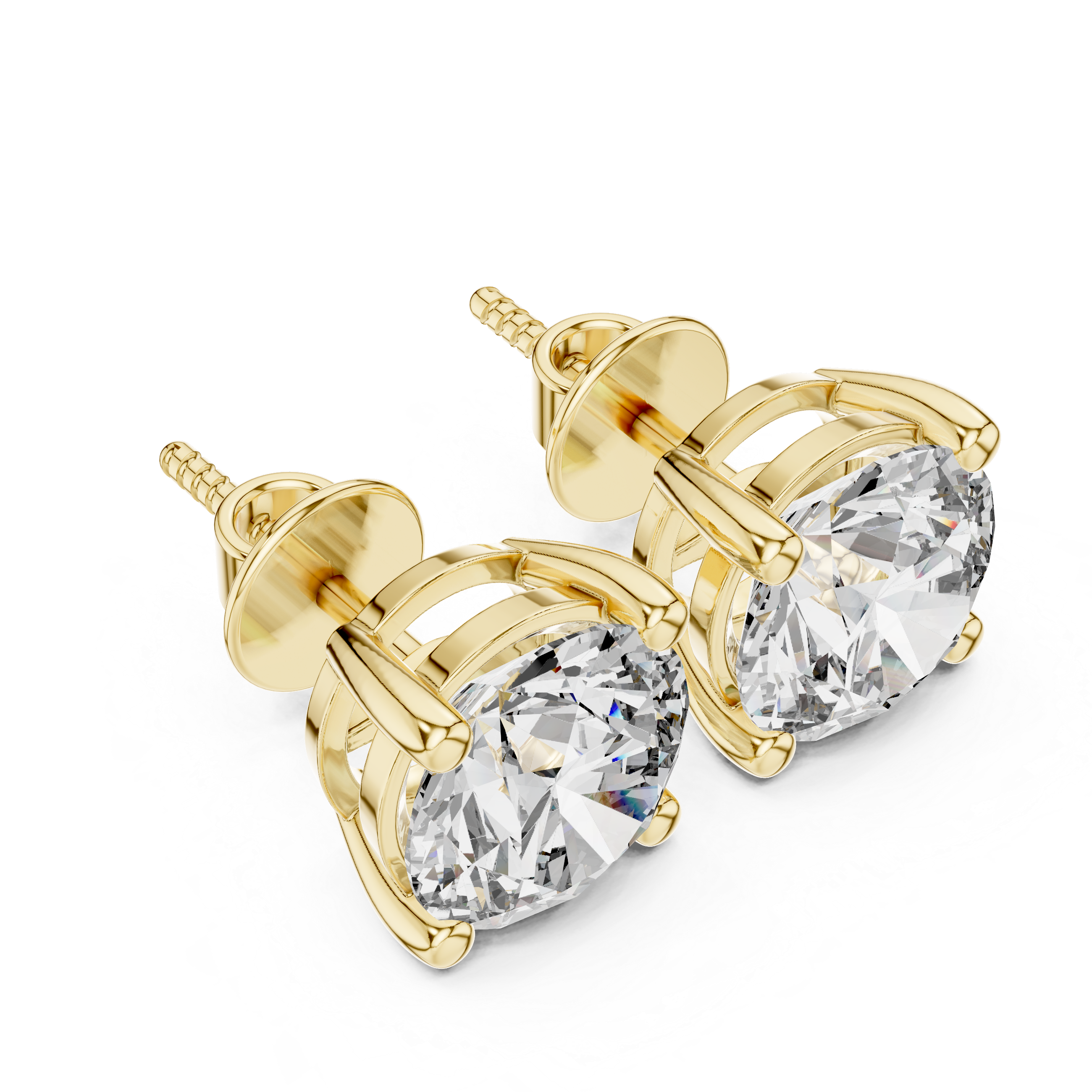 Round diamond Lab grown earstuds four prongs