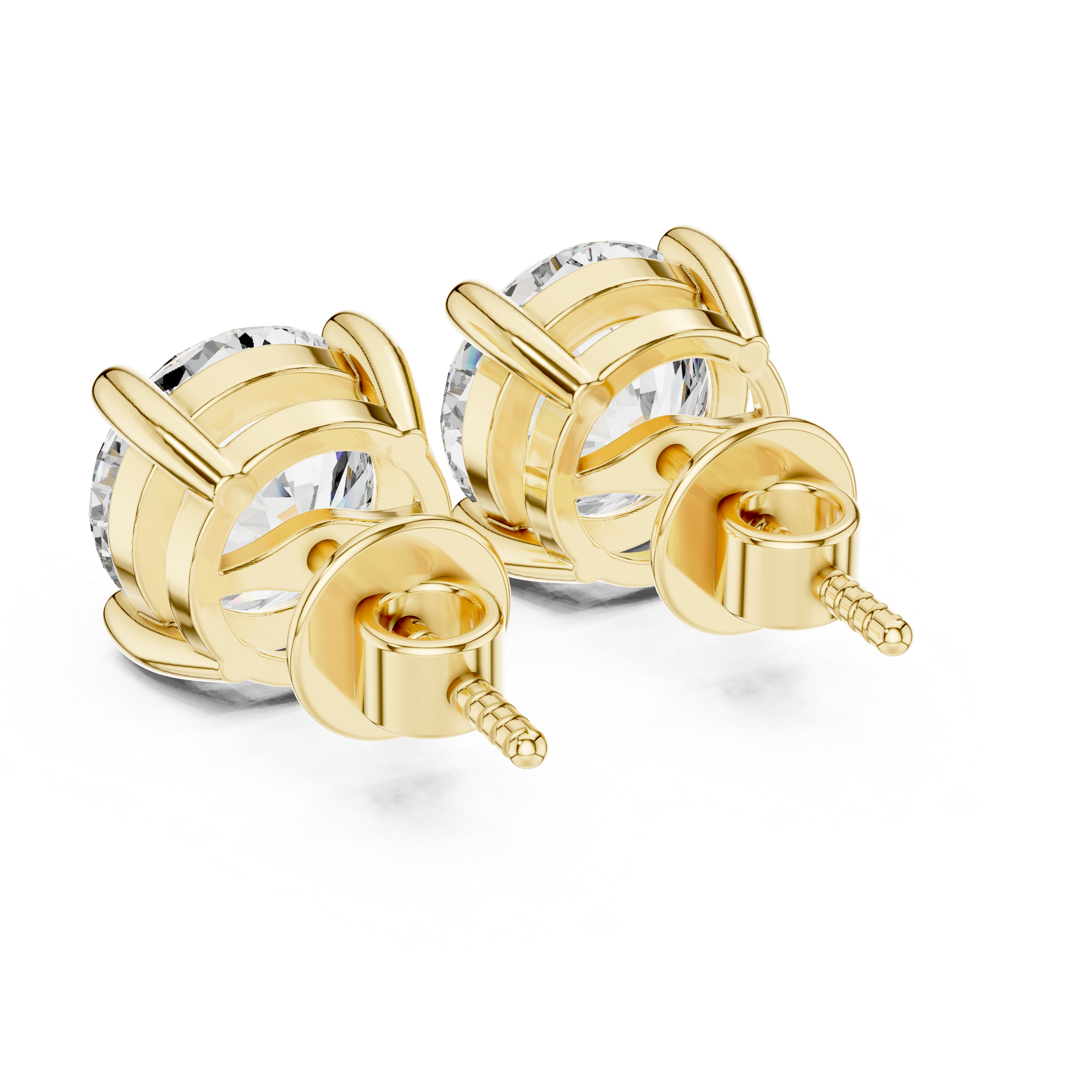 Round diamond Lab grown earstuds four prongs
