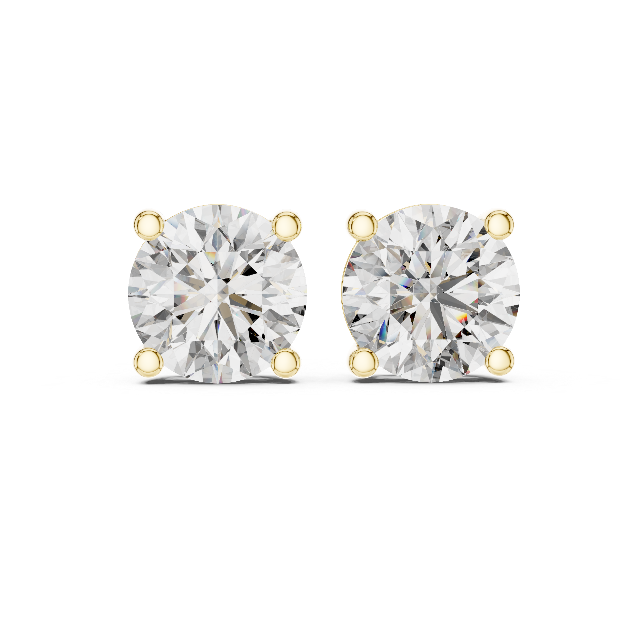 Round diamond Lab grown earstuds four prongs