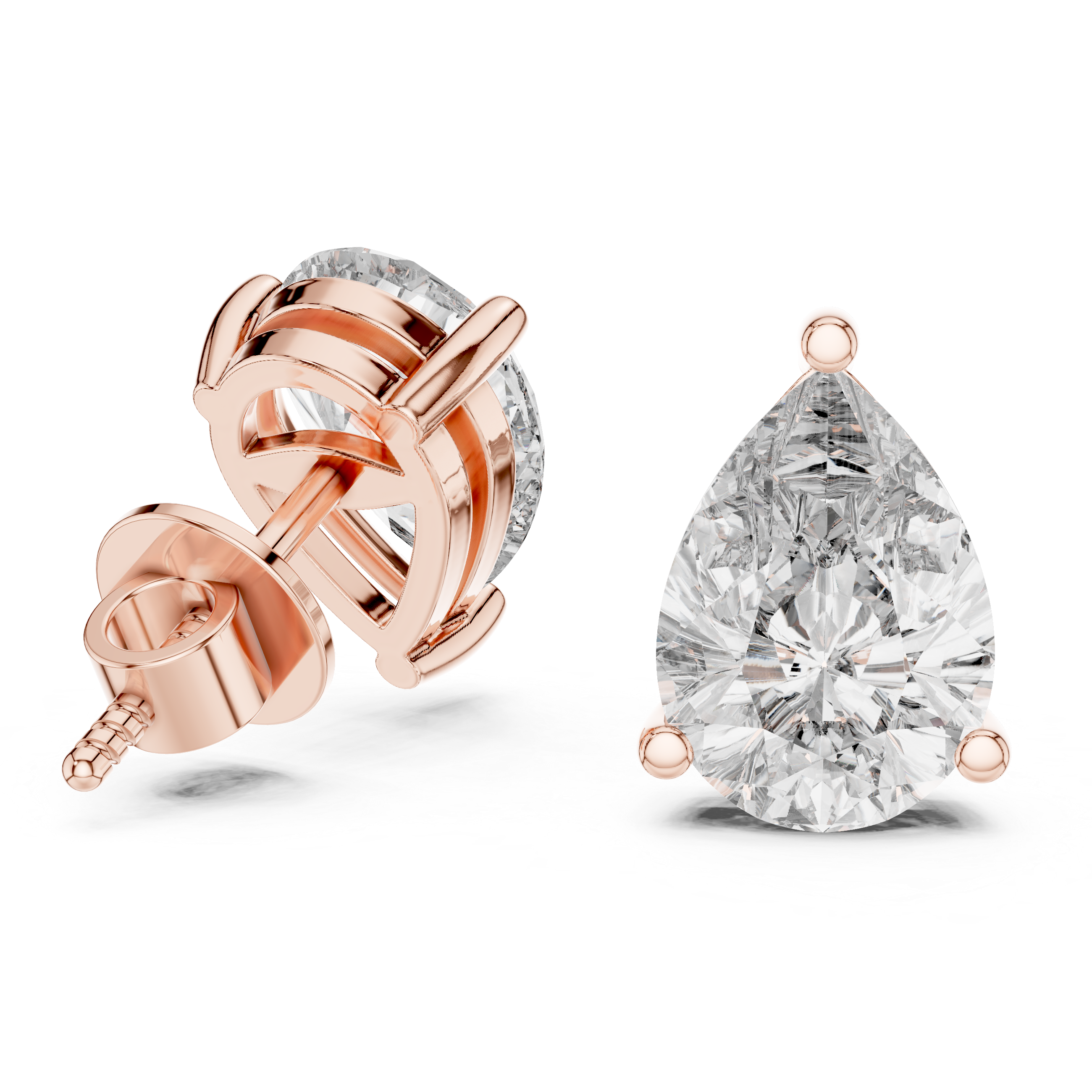 Pear diamond Lab grown earstuds three prongs