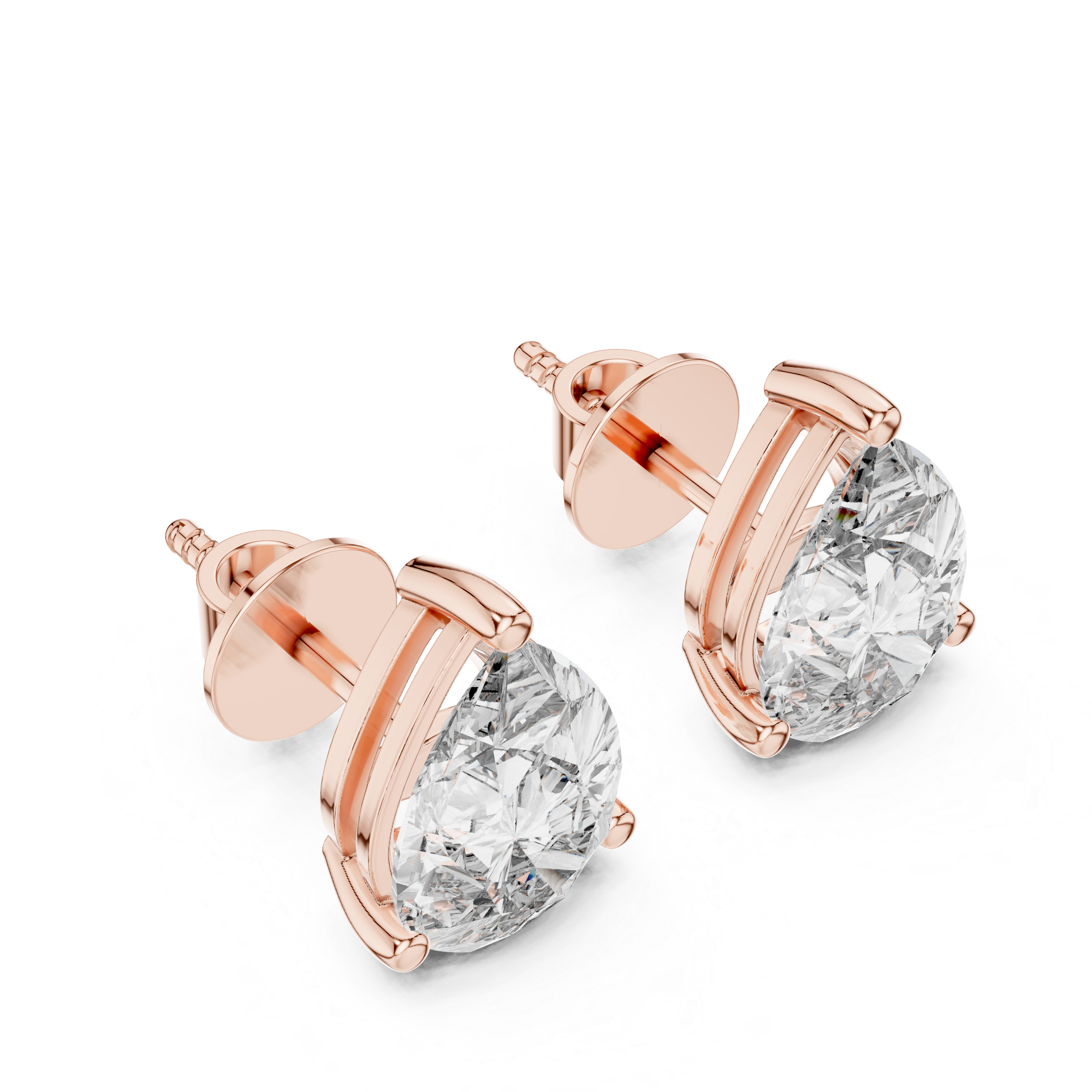 Pear diamond Lab grown earstuds three prongs