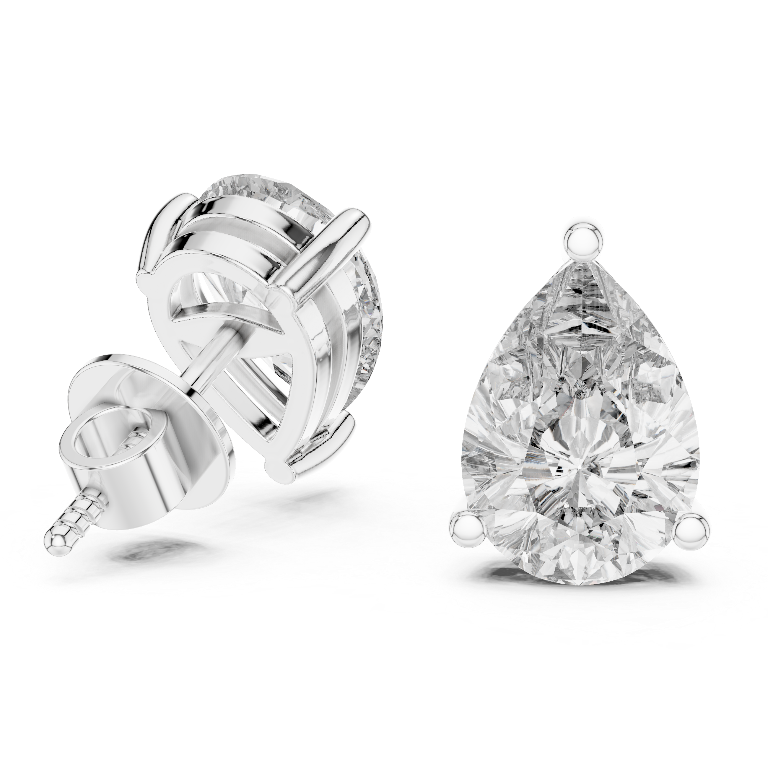 Pear diamond Lab grown earstuds three prongs