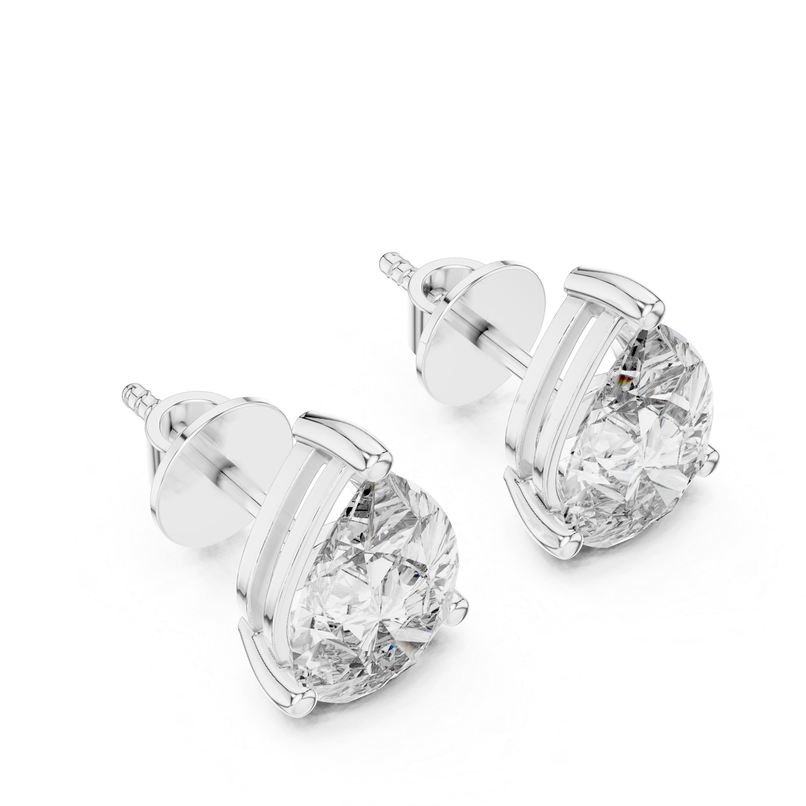Pear diamond Lab grown earstuds three prongs