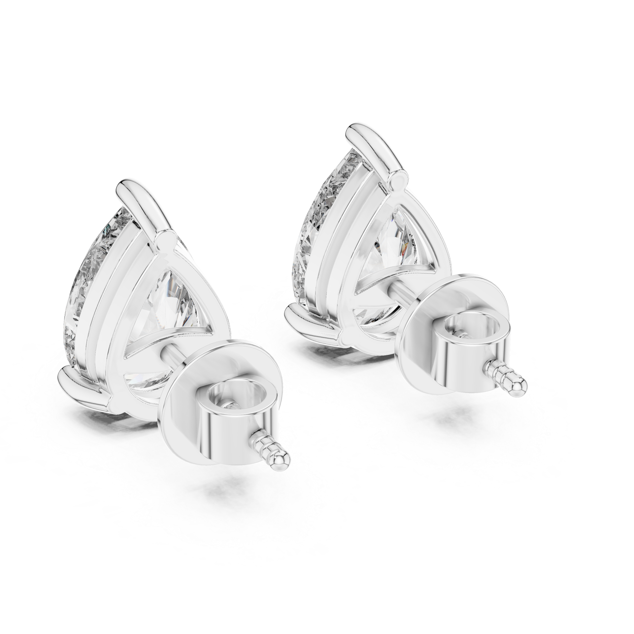 Pear diamond Lab grown earstuds three prongs