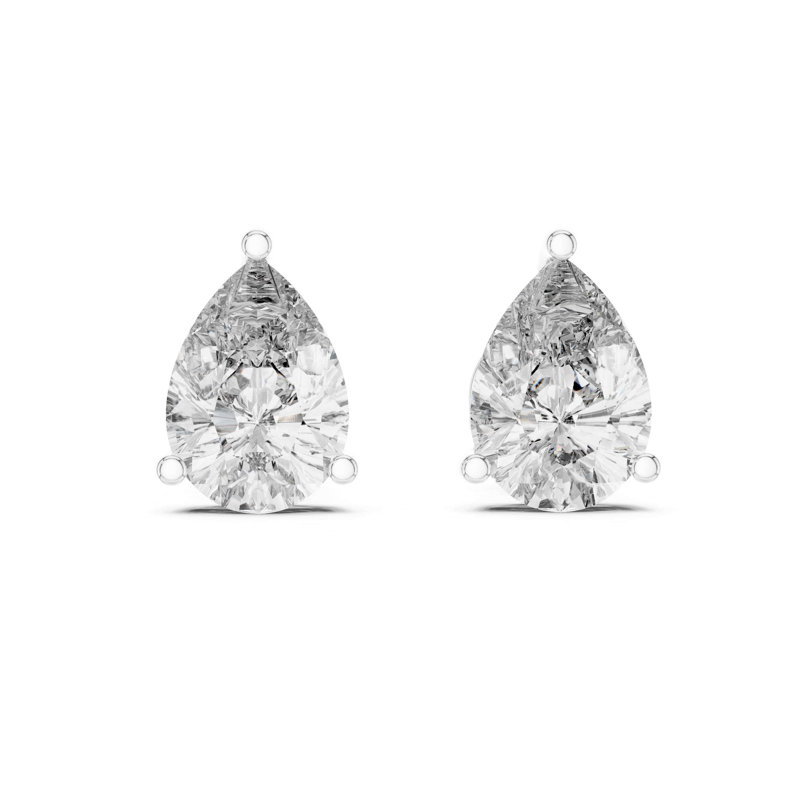 Pear diamond Lab grown earstuds three prongs