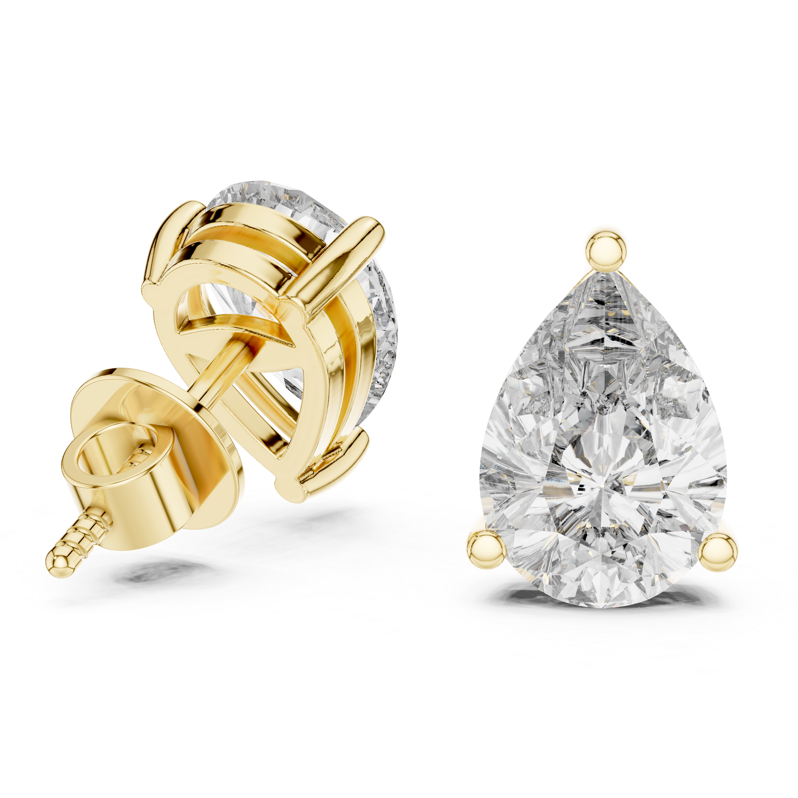 Pear diamond Lab grown earstuds three prongs