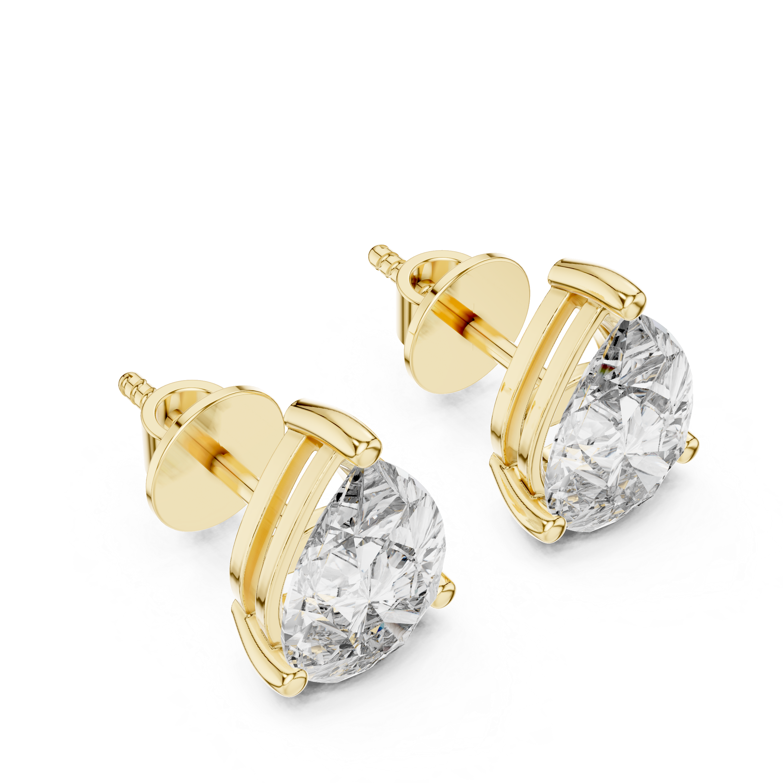 Pear diamond Lab grown earstuds three prongs