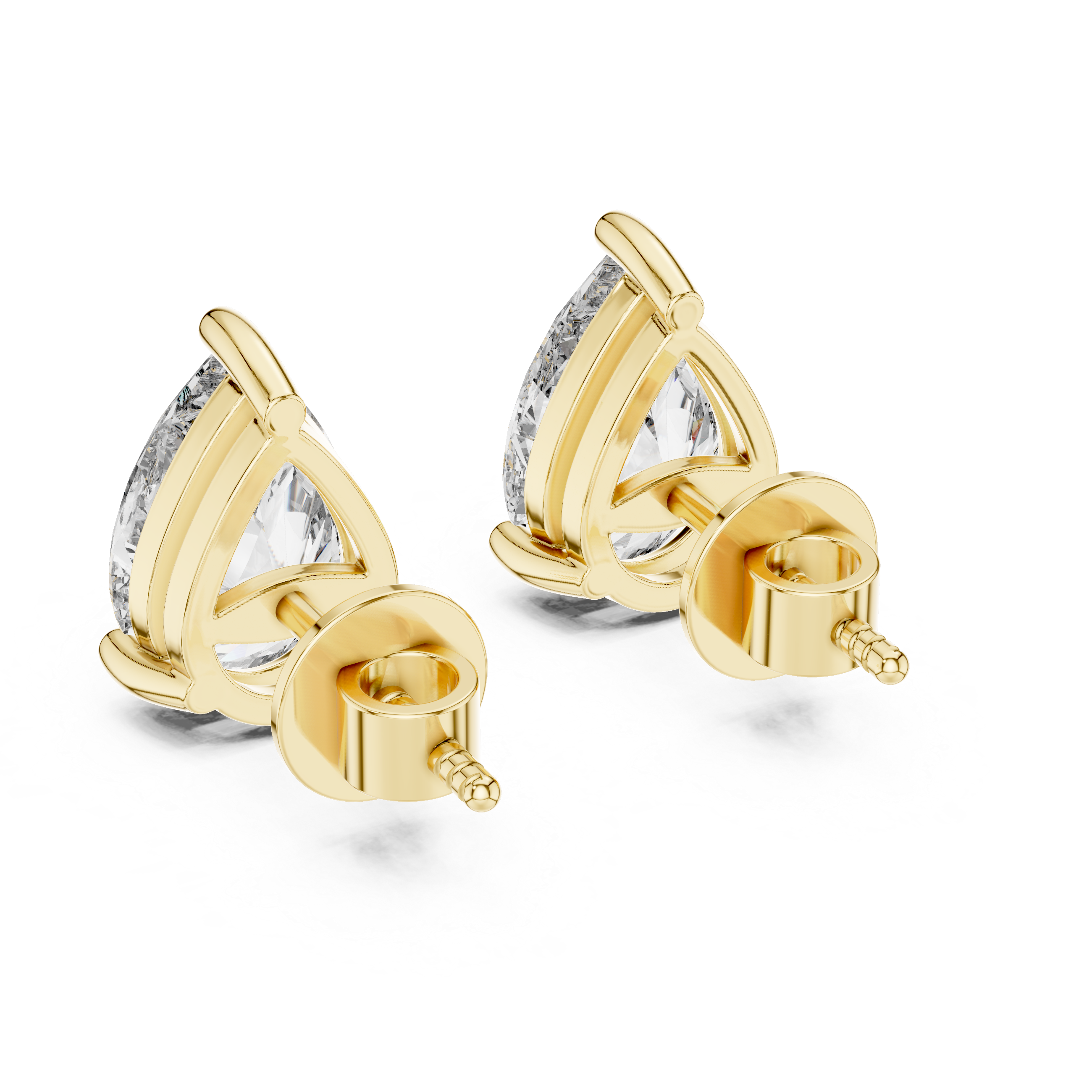 Pear diamond Lab grown earstuds three prongs