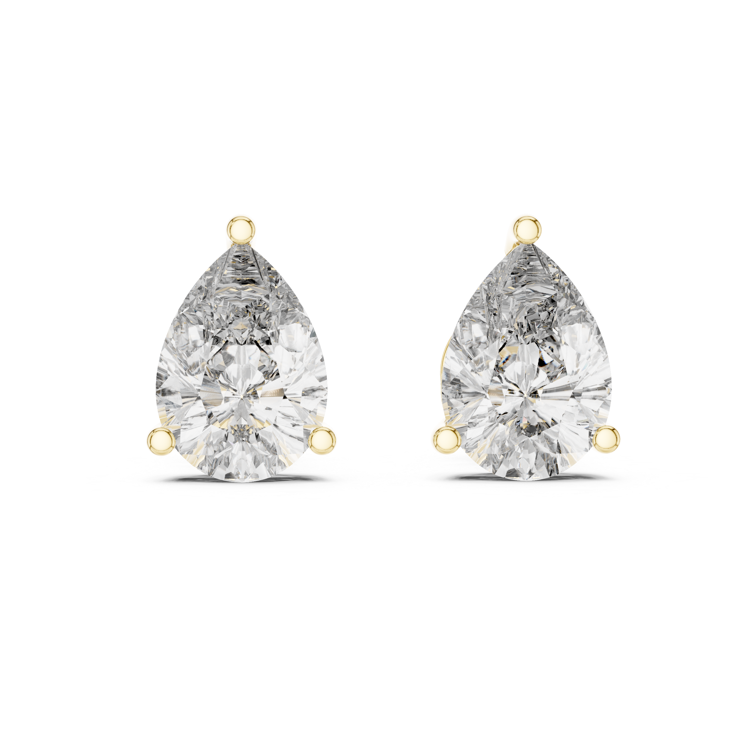Pear diamond Lab grown earstuds three prongs