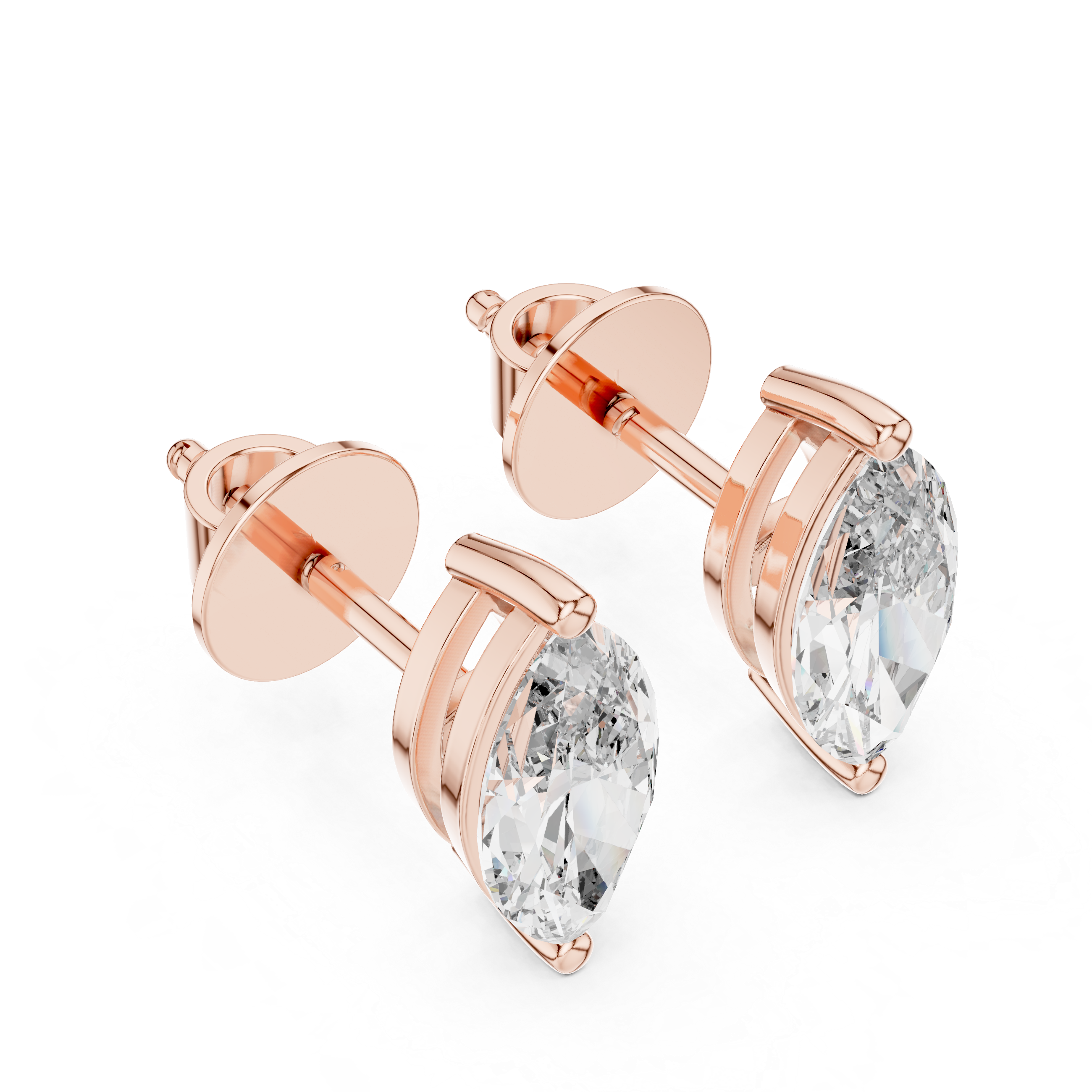 Marquise diamond Lab grown earstuds prongs setting