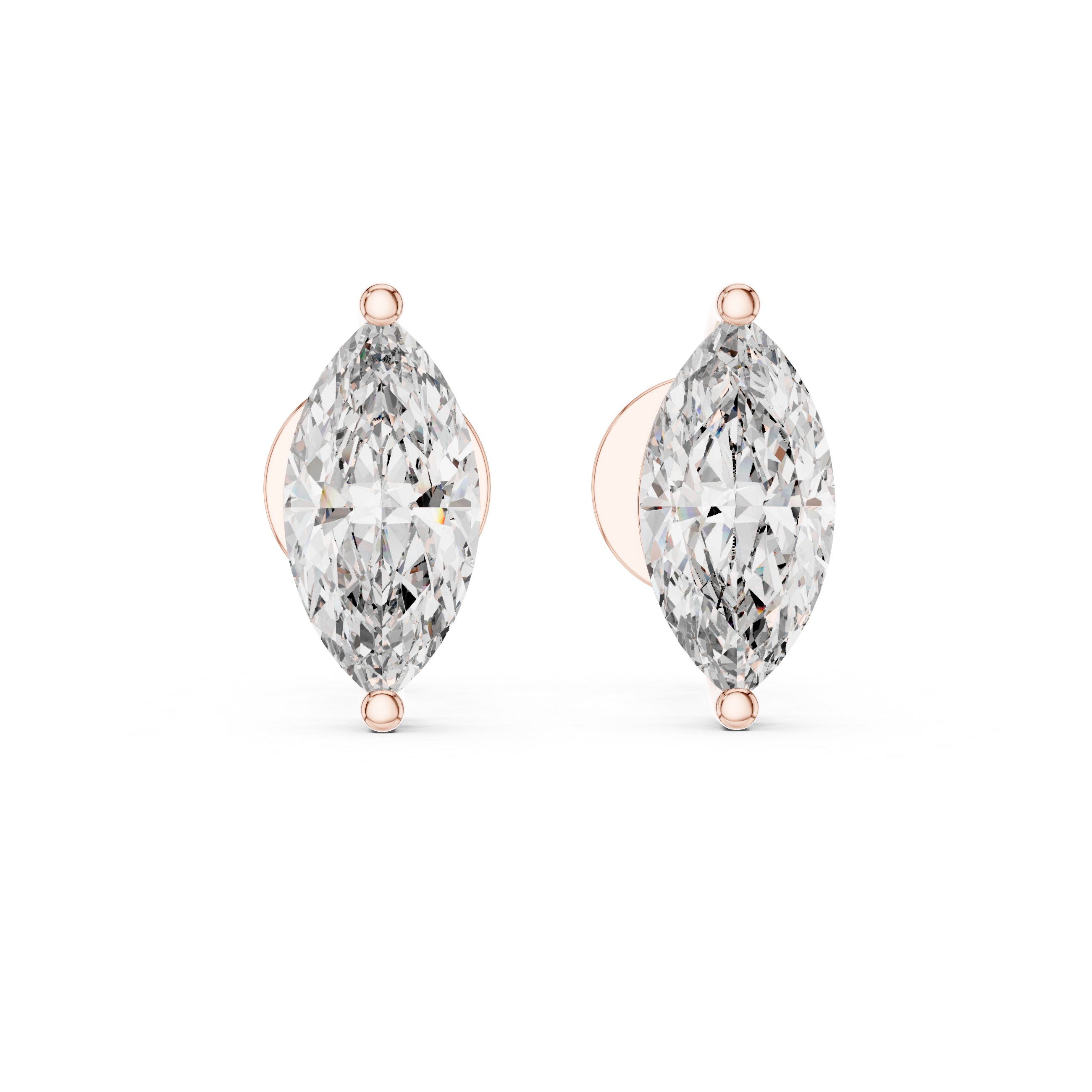 Marquise diamond Lab grown earstuds prongs setting