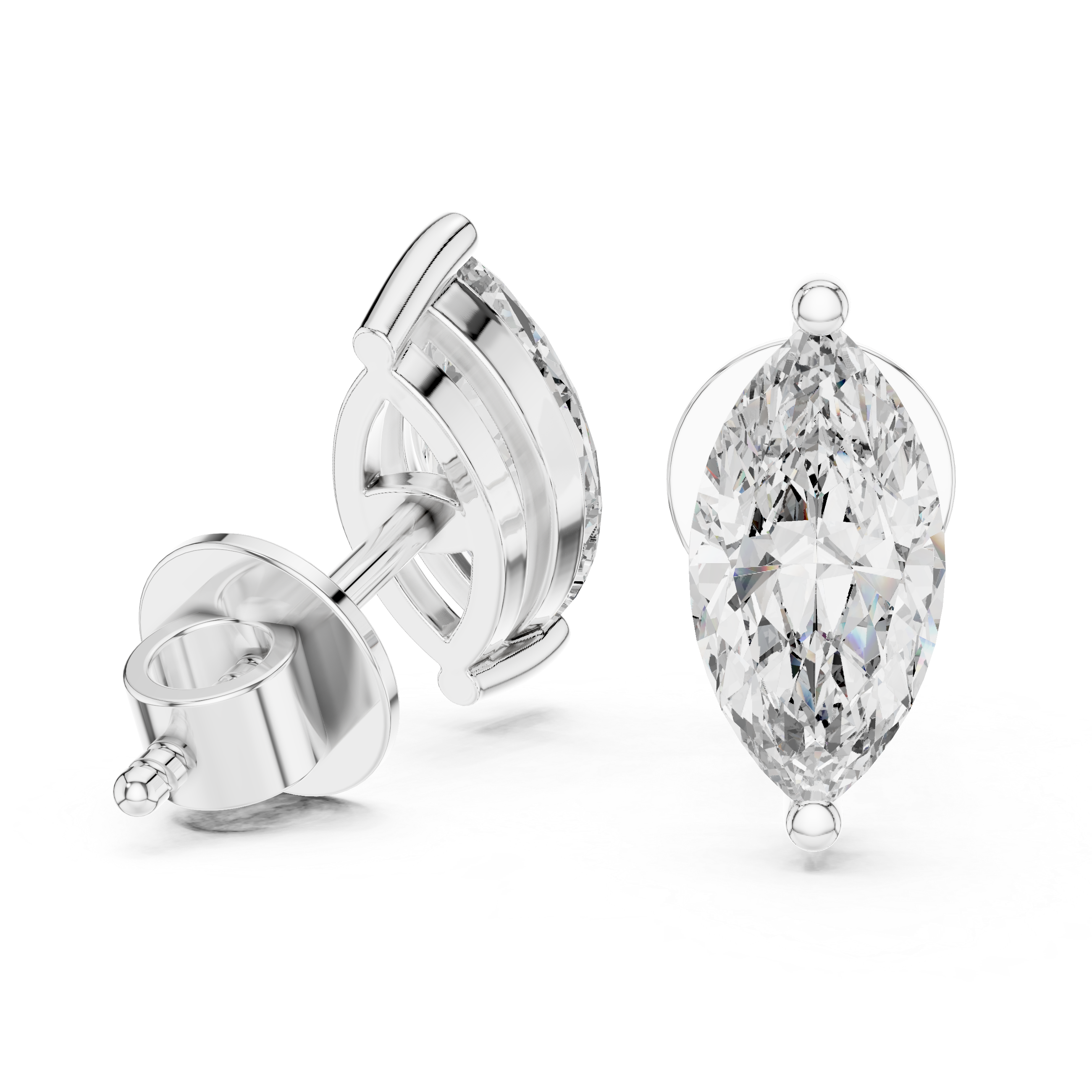 Marquise diamond Lab grown earstuds prongs setting