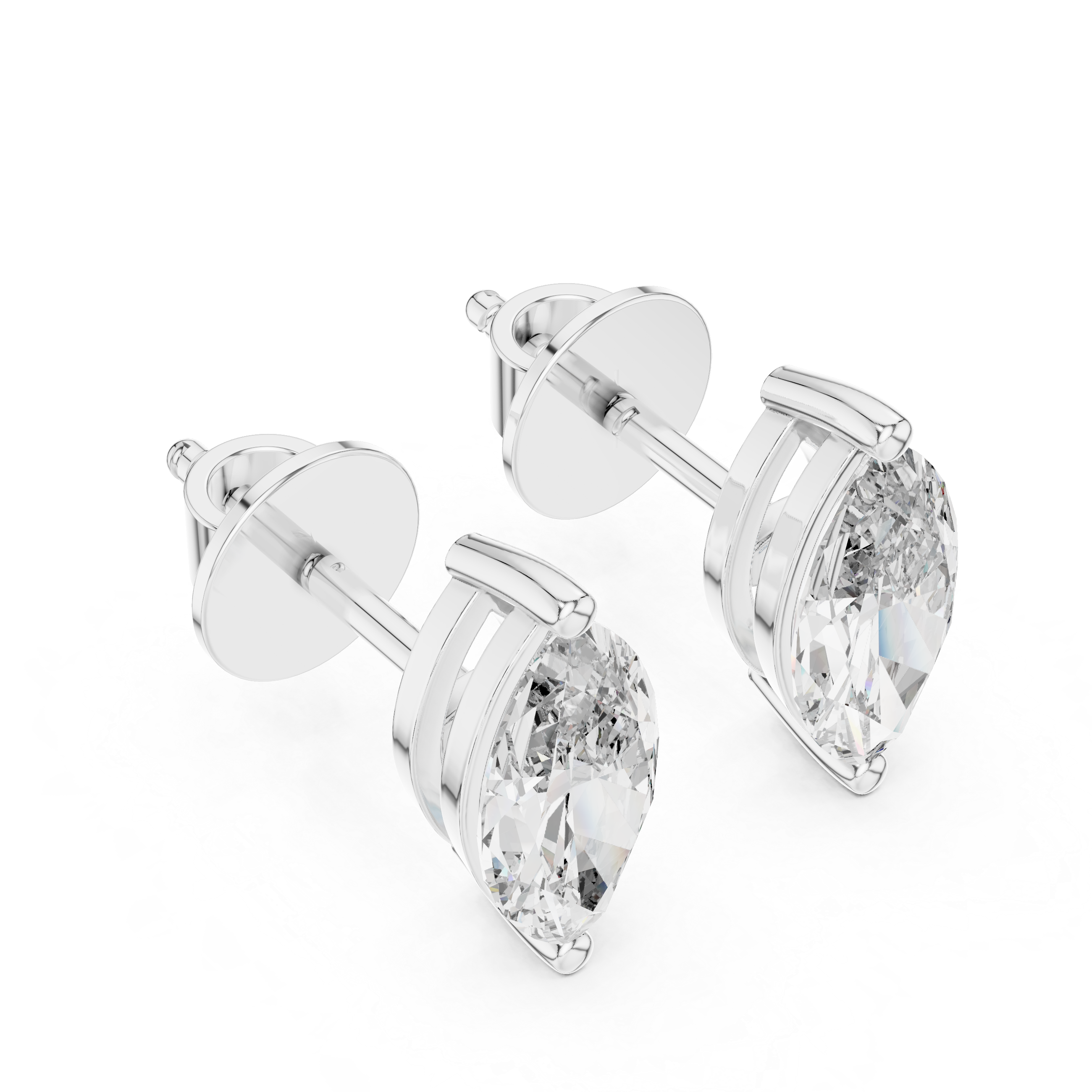 Marquise diamond Lab grown earstuds prongs setting