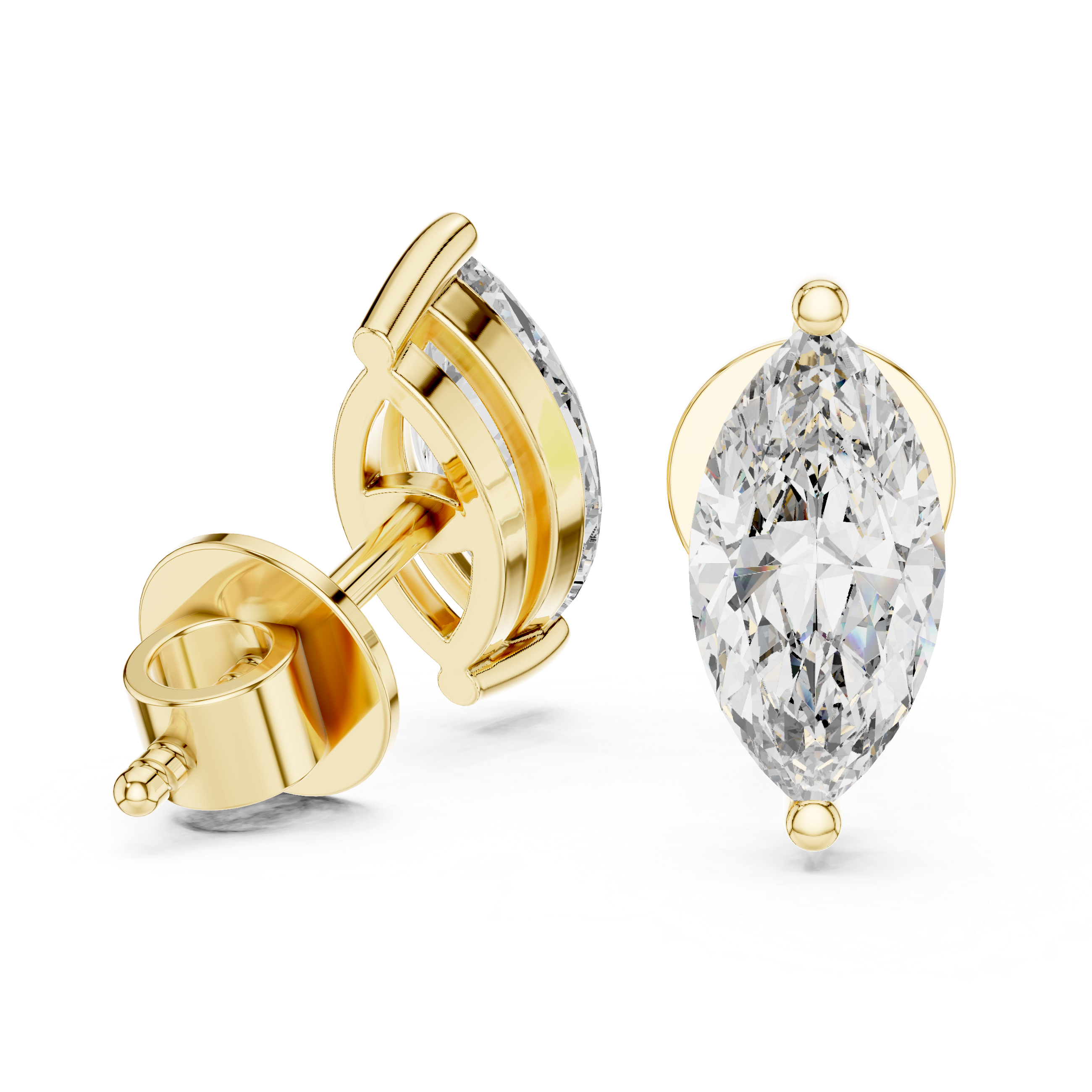 Marquise diamond Lab grown earstuds prongs setting