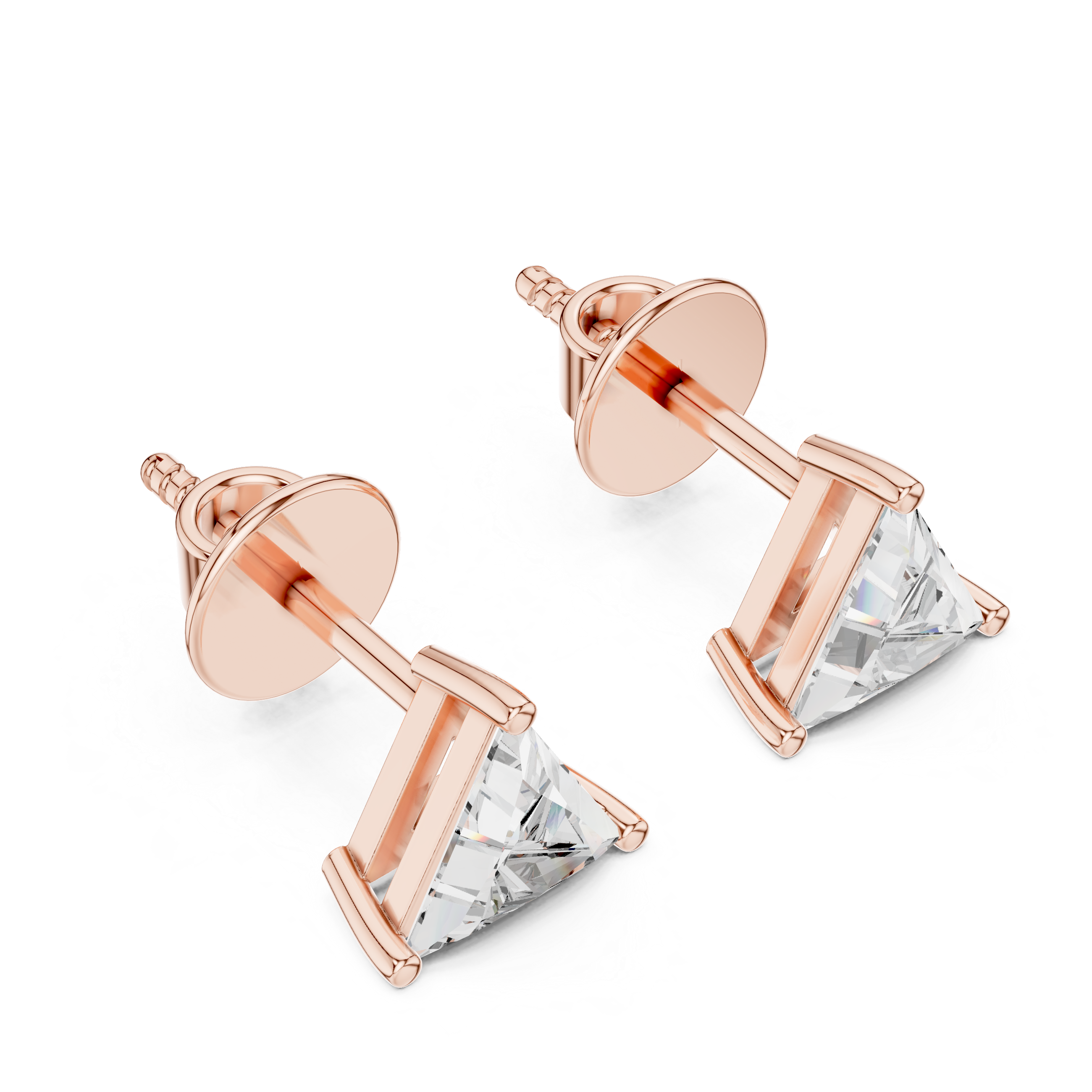 Trilliant diamond Lab grown earstuds prongs setting