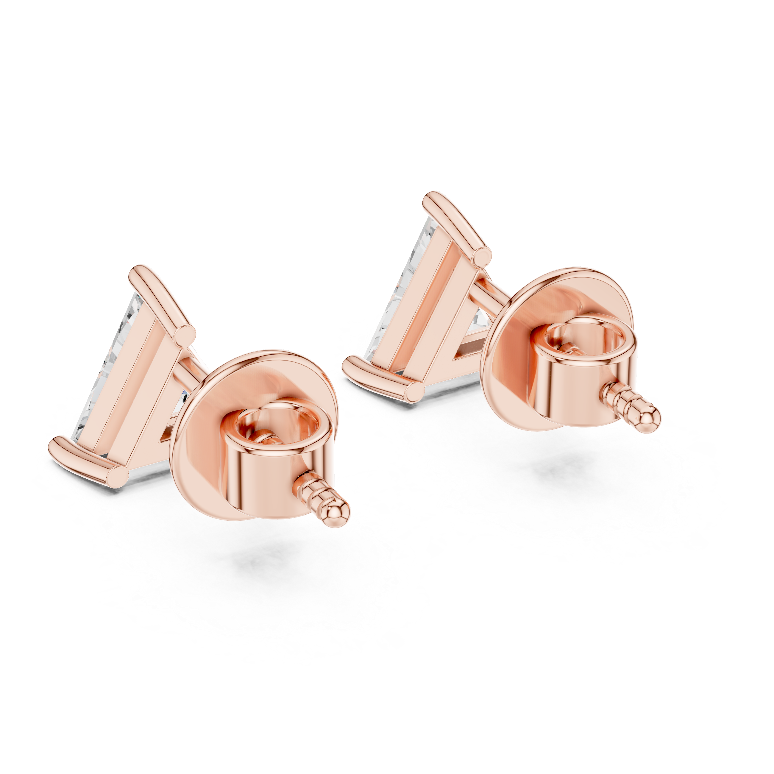 Trilliant diamond Lab grown earstuds prongs setting