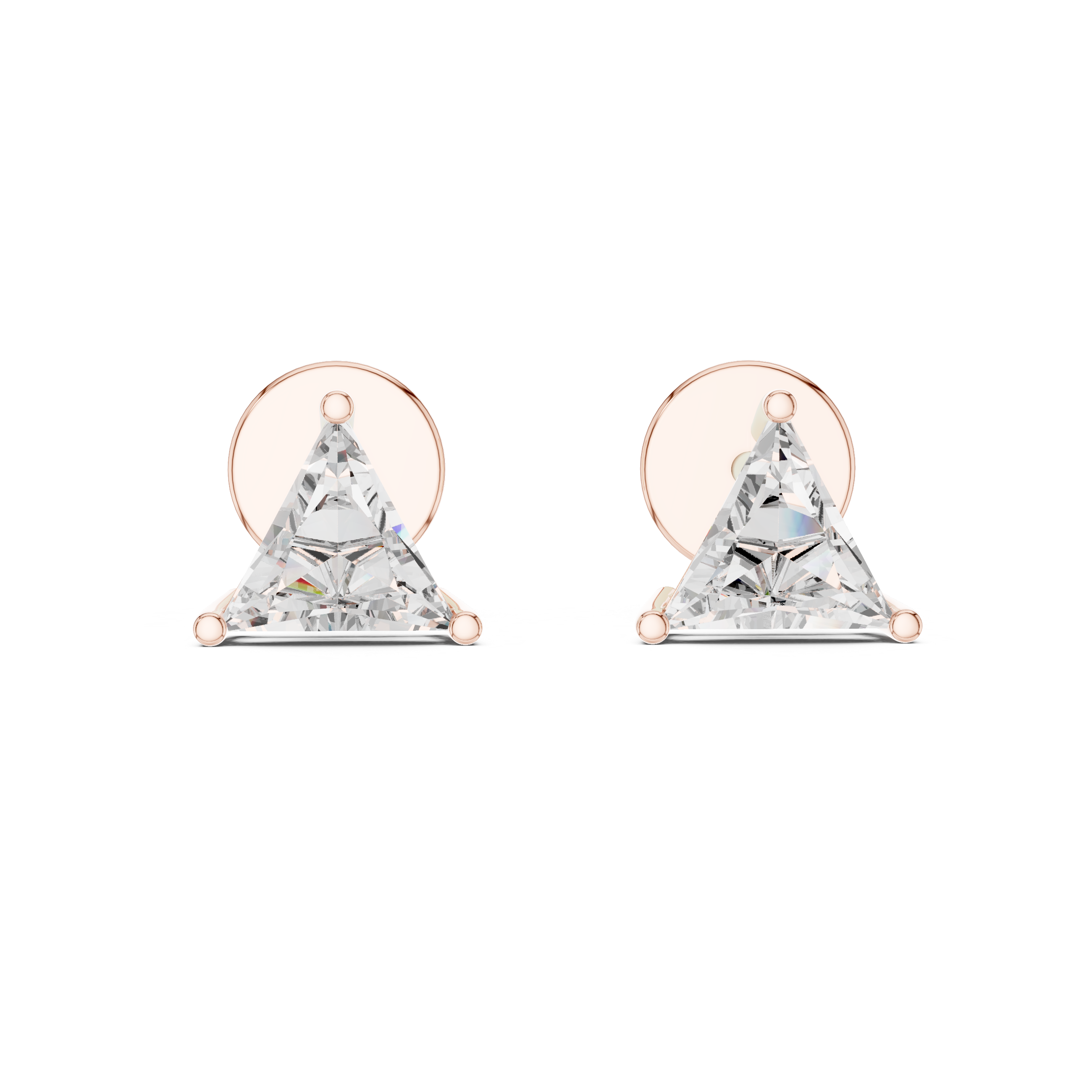 Trilliant diamond Lab grown earstuds prongs setting