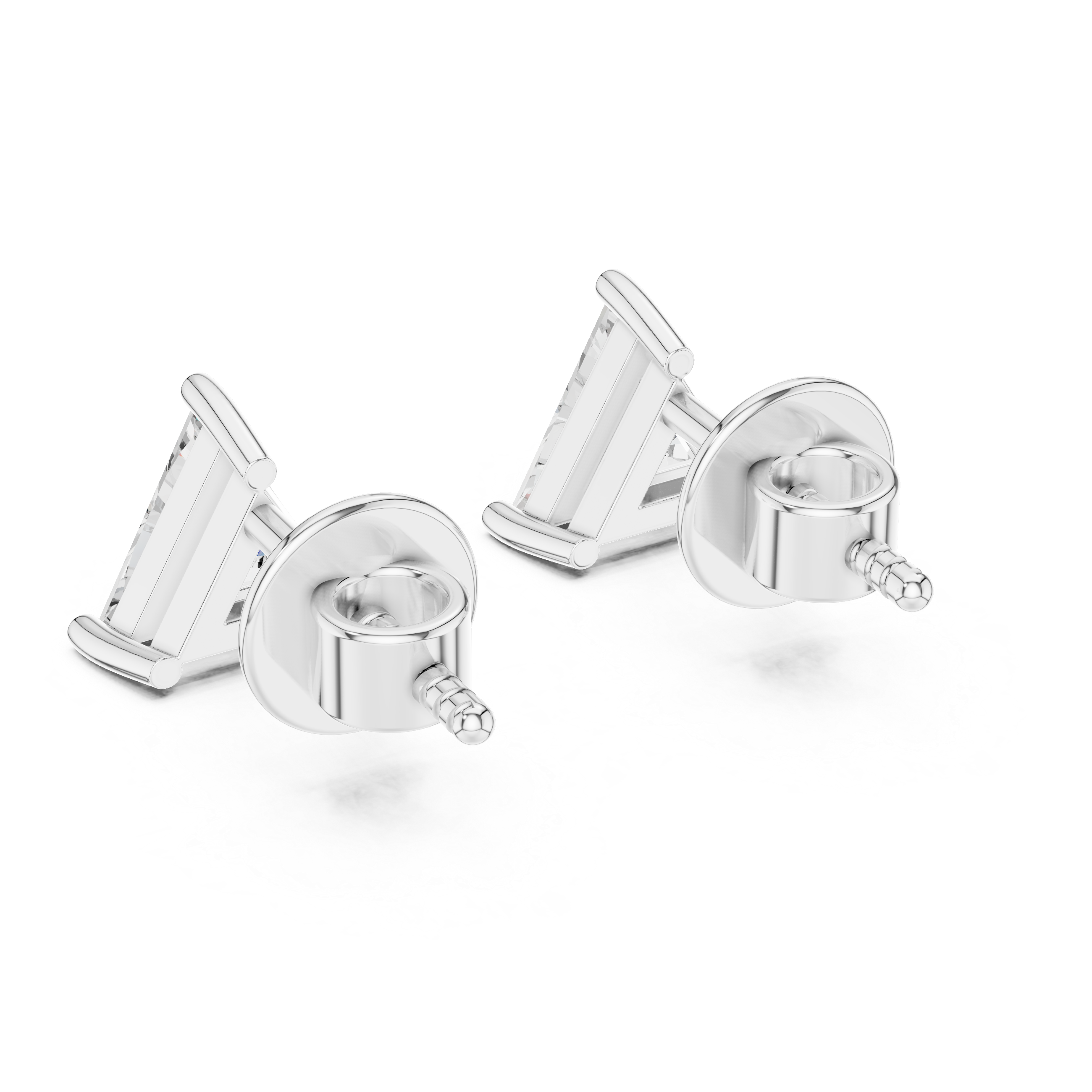 Trilliant diamond Lab grown earstuds prongs setting