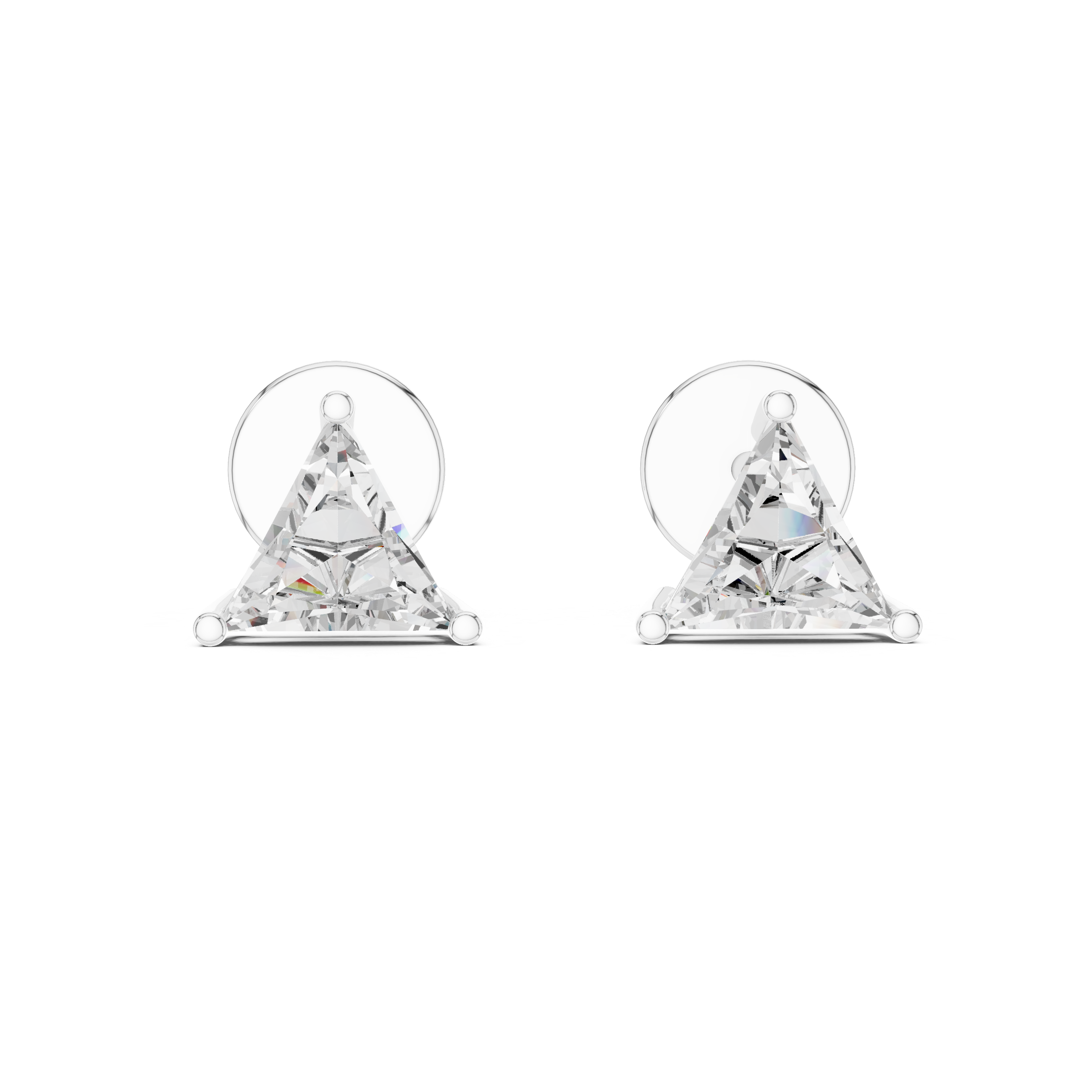 Trilliant diamond Lab grown earstuds prongs setting