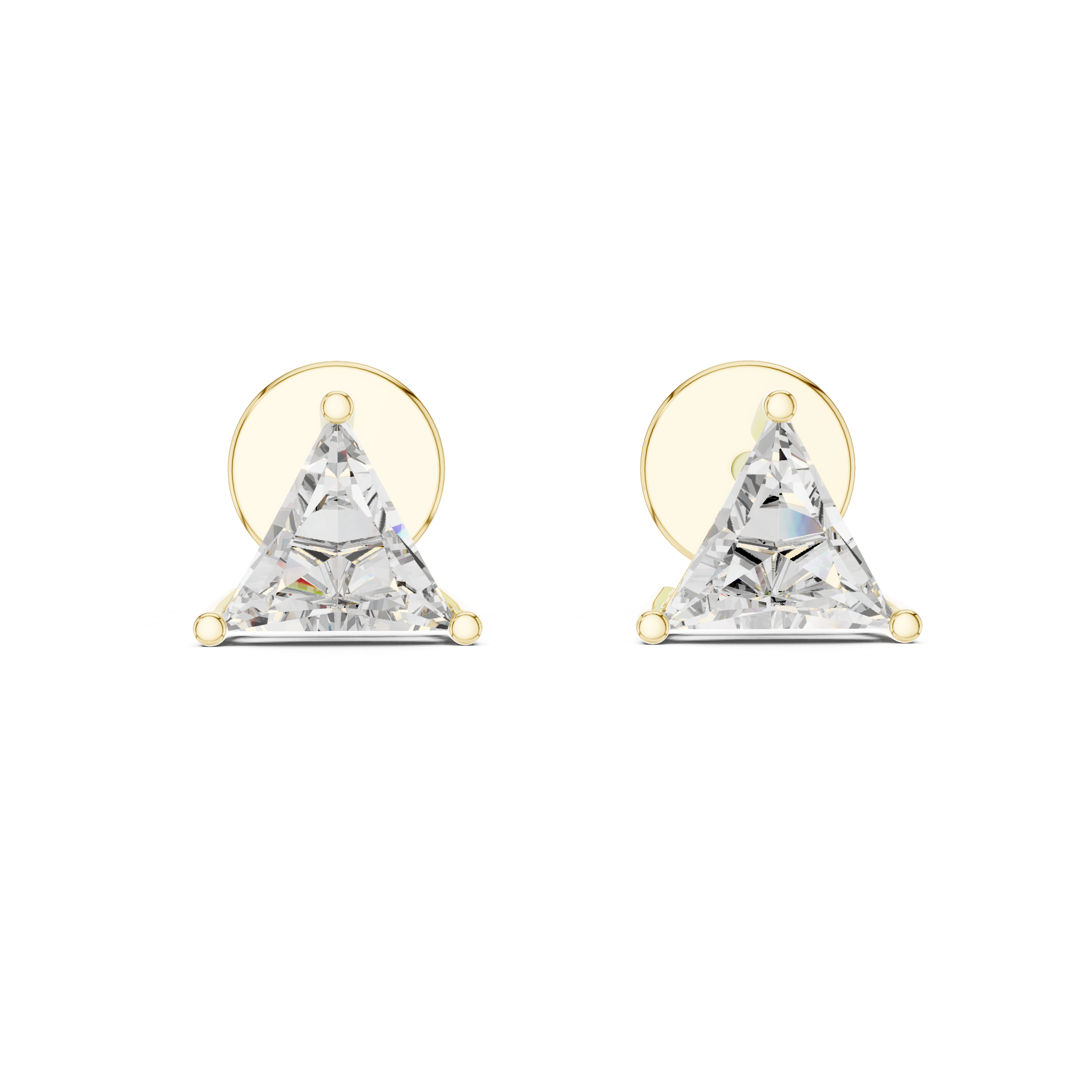 Trilliant diamond Lab grown earstuds prongs setting