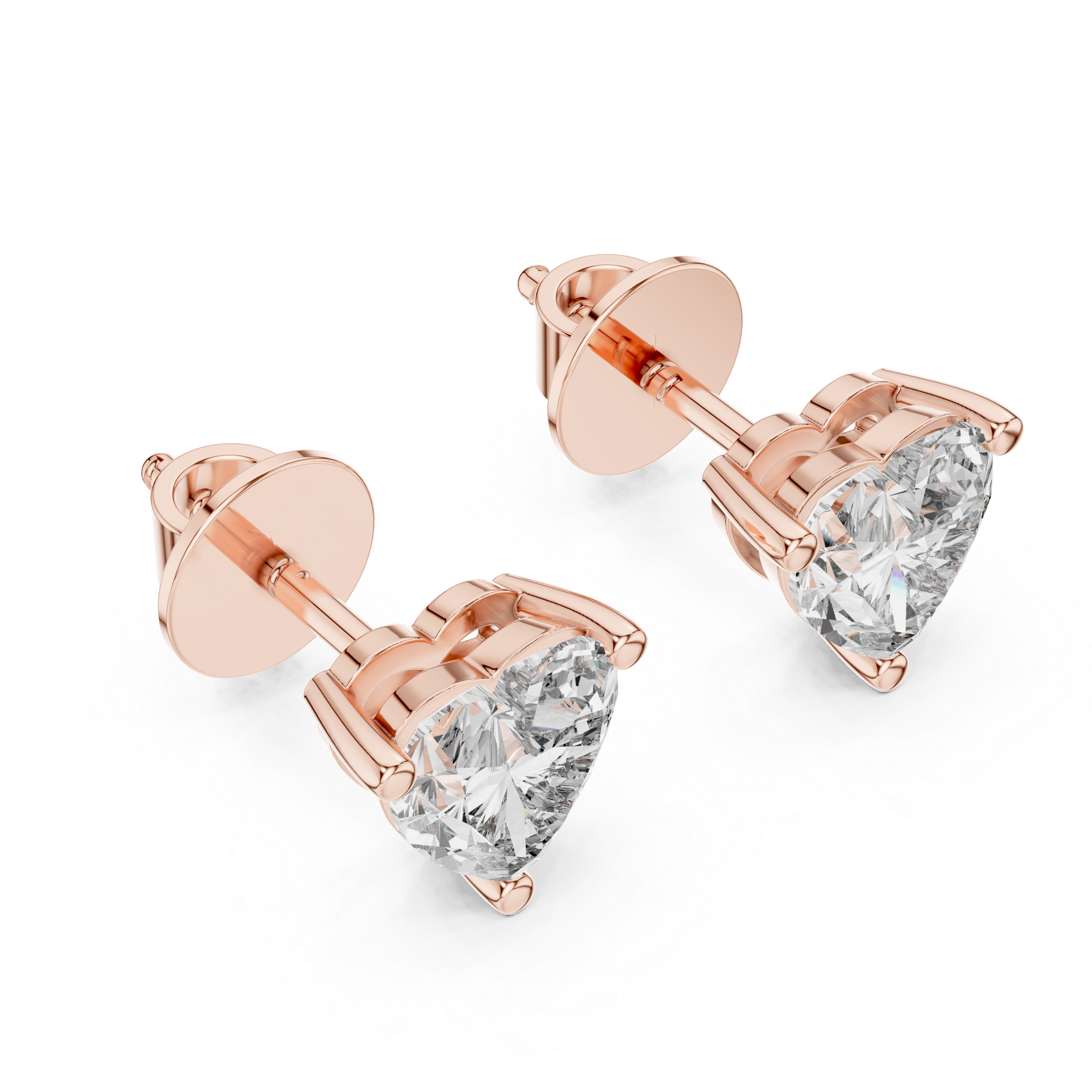 Heart diamond Lab grown earstuds prong setting