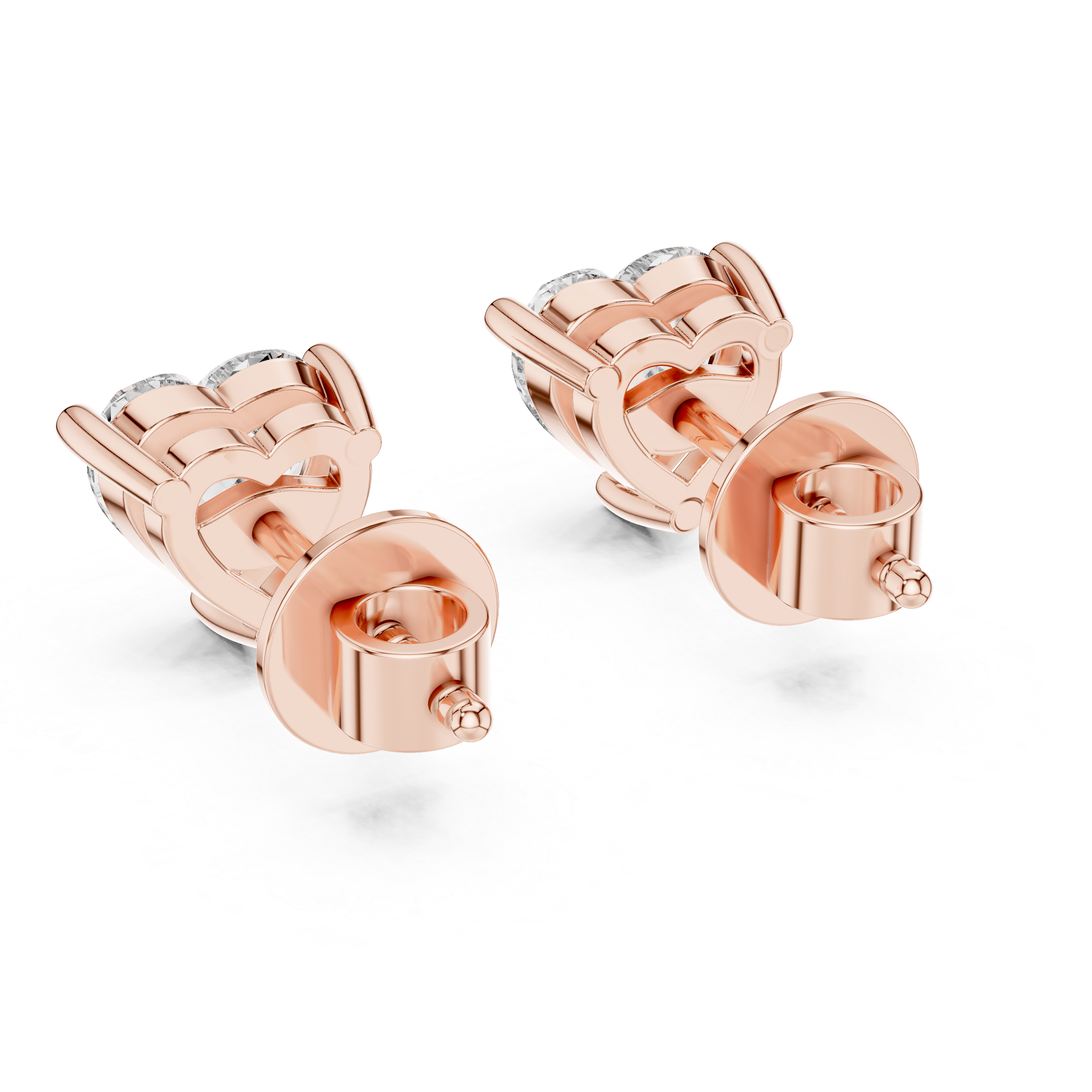 Heart diamond Lab grown earstuds prong setting