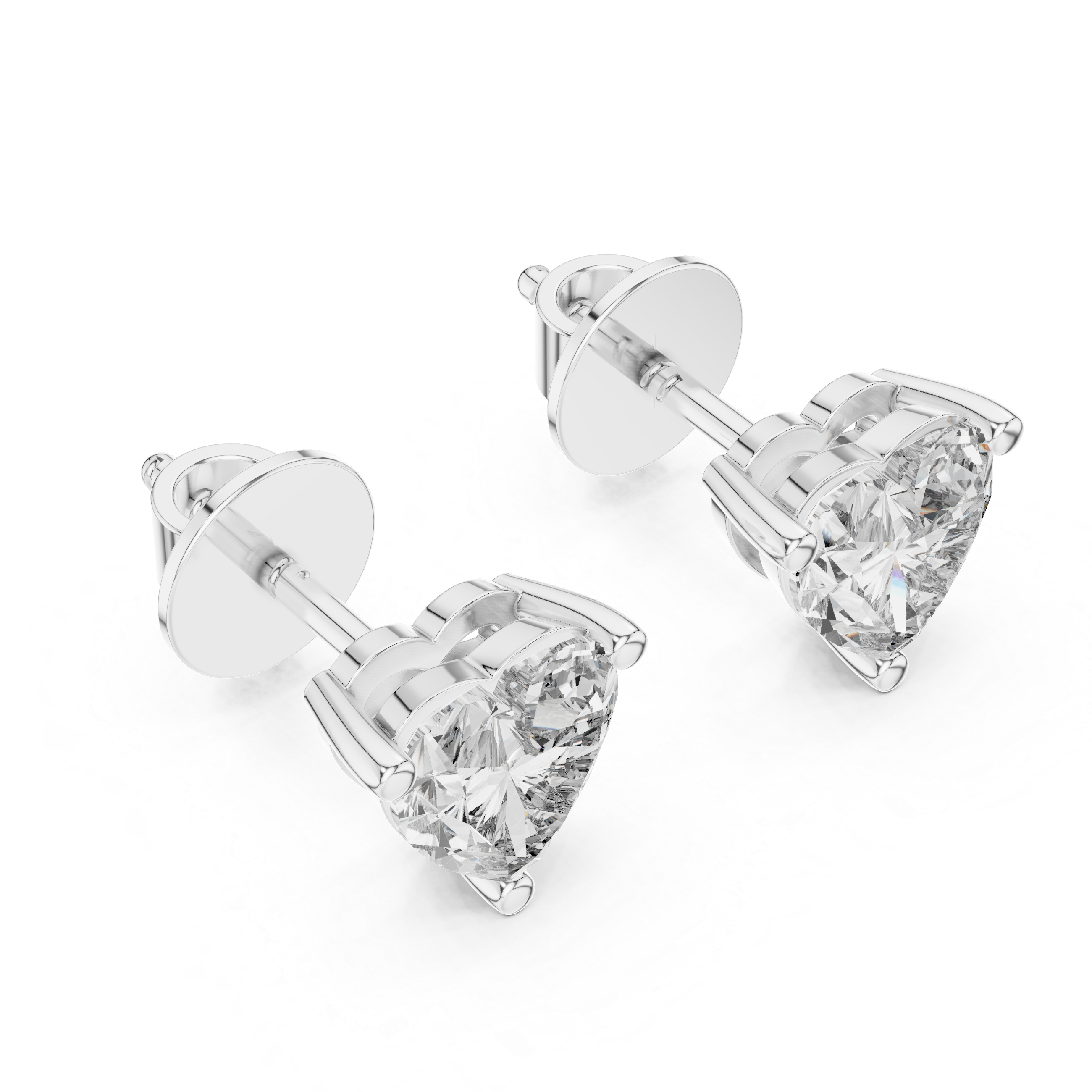 Heart diamond Lab grown earstuds prong setting