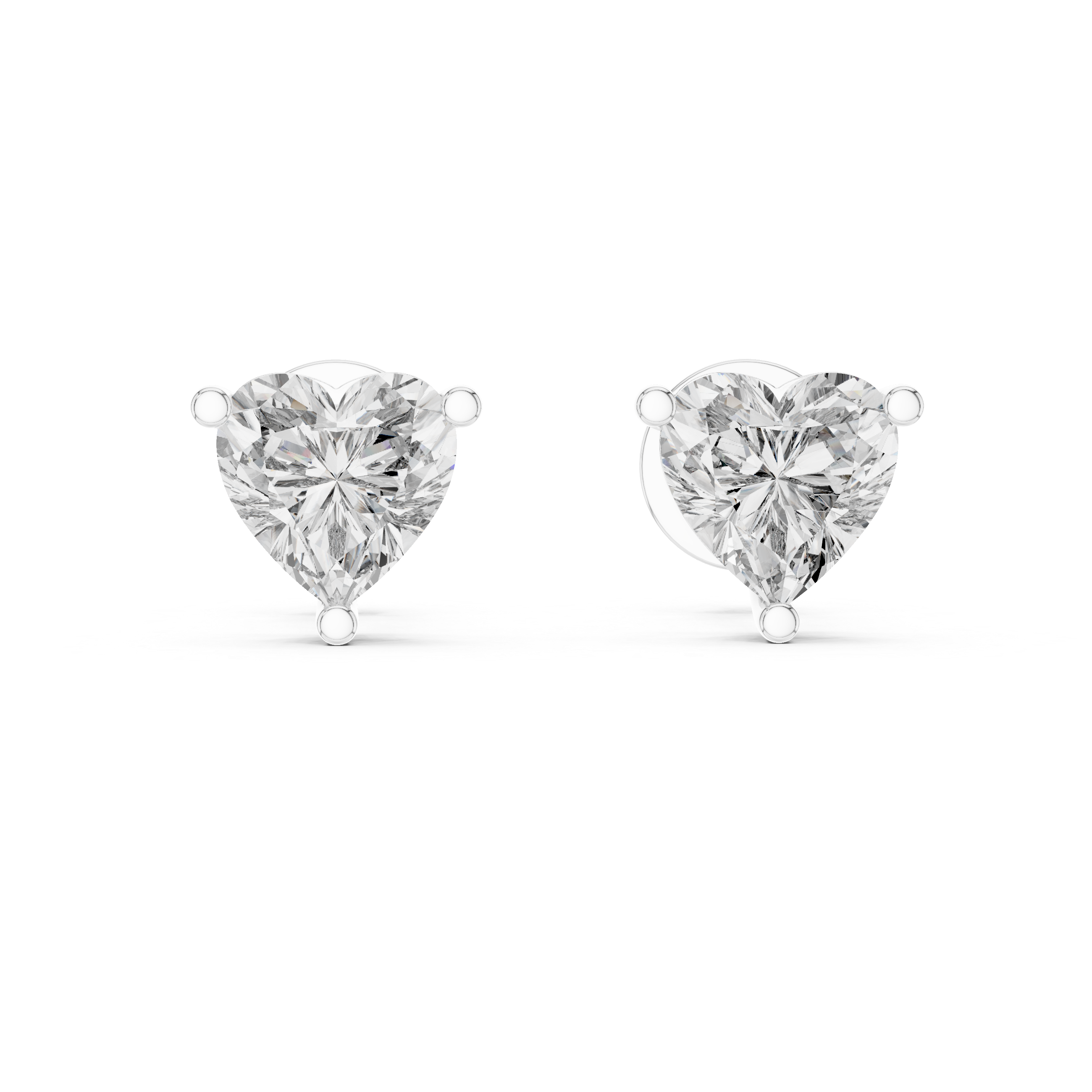 Heart diamond Lab grown earstuds prong setting