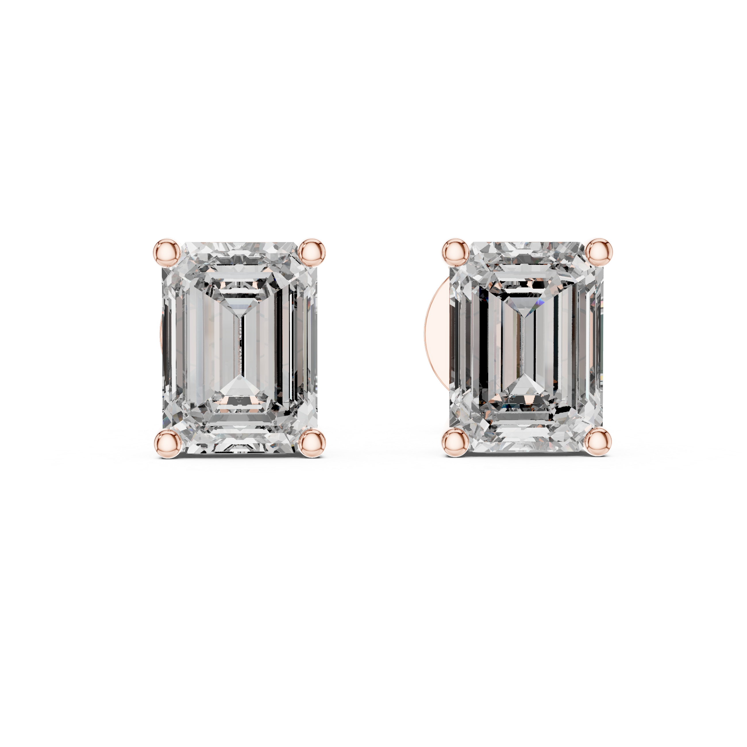 Emerald diamond Lab grown earstuds prong setting