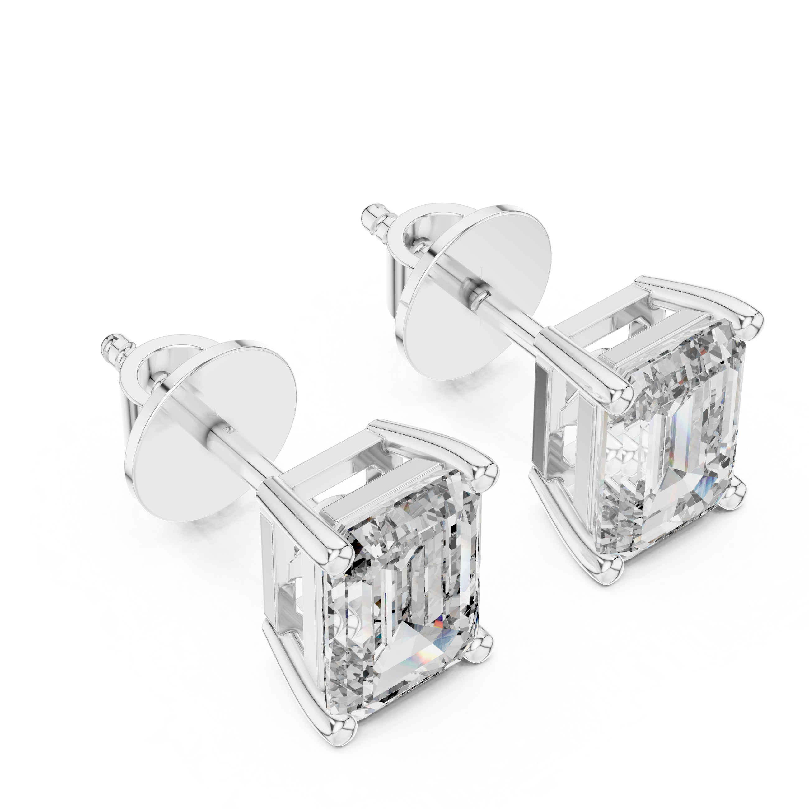 Emerald diamond Lab grown earstuds prong setting